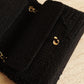 CHANEL CLASSIC MEDIUM DOUBLE FLAP | BLACK TWEED PATCHWORK