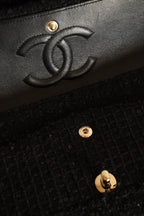 CHANEL CLASSIC MEDIUM DOUBLE FLAP | BLACK TWEED PATCHWORK