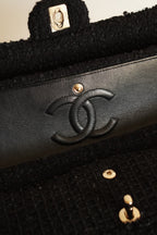 CHANEL CLASSIC MEDIUM DOUBLE FLAP | BLACK TWEED PATCHWORK