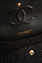 CHANEL CLASSIC MEDIUM DOUBLE FLAP | BLACK TWEED PATCHWORK