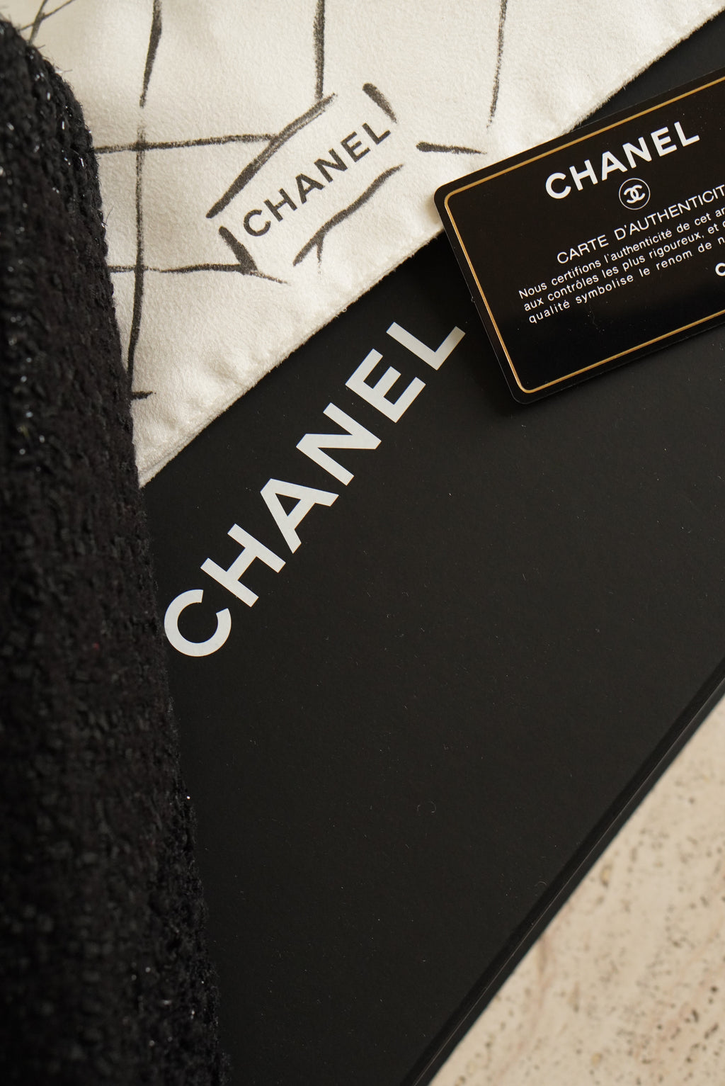 CHANEL CLASSIC MEDIUM DOUBLE FLAP | BLACK TWEED PATCHWORK