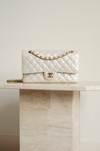 CHANEL CLASSIC MEDIUM DOUBLE FLAP | IRIDESCENT IVORY