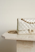 CHANEL CLASSIC MEDIUM DOUBLE FLAP | IRIDESCENT IVORY