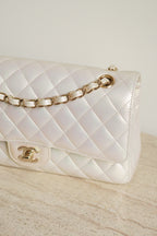 CHANEL CLASSIC MEDIUM DOUBLE FLAP | IRIDESCENT IVORY