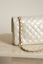 CHANEL CLASSIC MEDIUM DOUBLE FLAP | IRIDESCENT IVORY