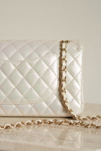 CHANEL CLASSIC MEDIUM DOUBLE FLAP | IRIDESCENT IVORY