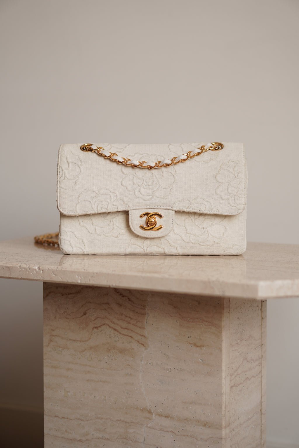CHANEL CLASSIC CAMELLIA SMALL DOUBLE FLAP