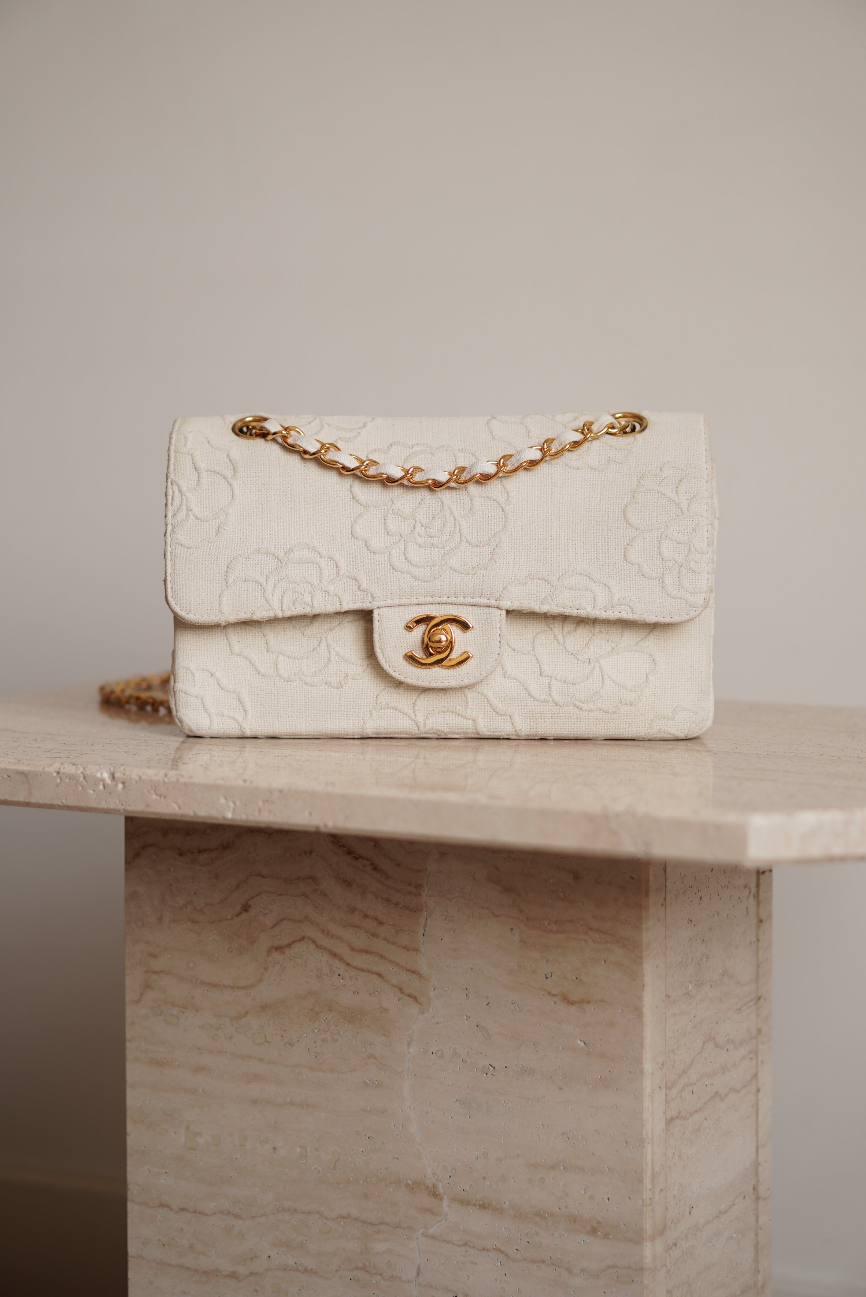 CHANEL CLASSIC CAMELLIA SMALL DOUBLE FLAP