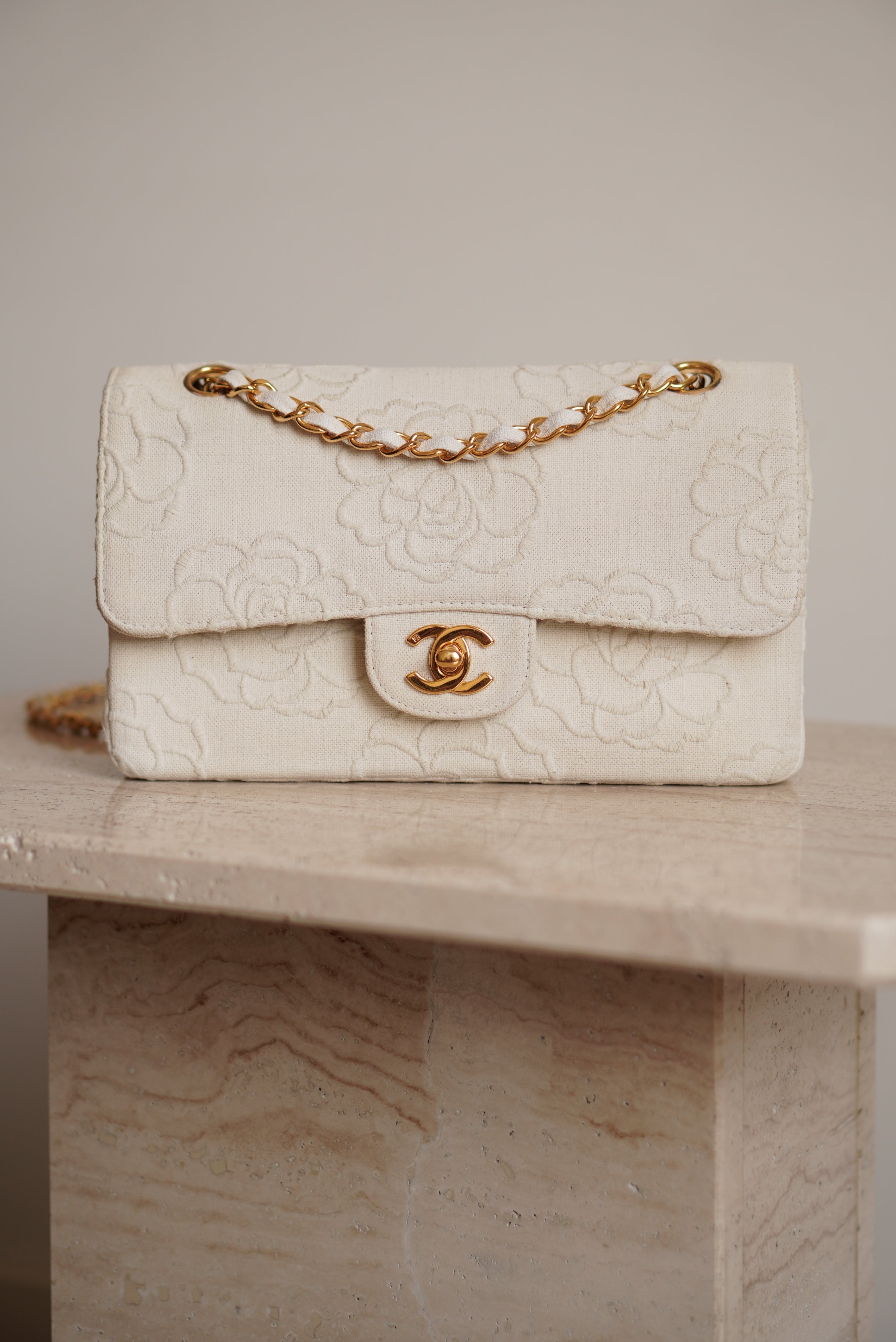 CHANEL CLASSIC CAMELLIA SMALL DOUBLE FLAP