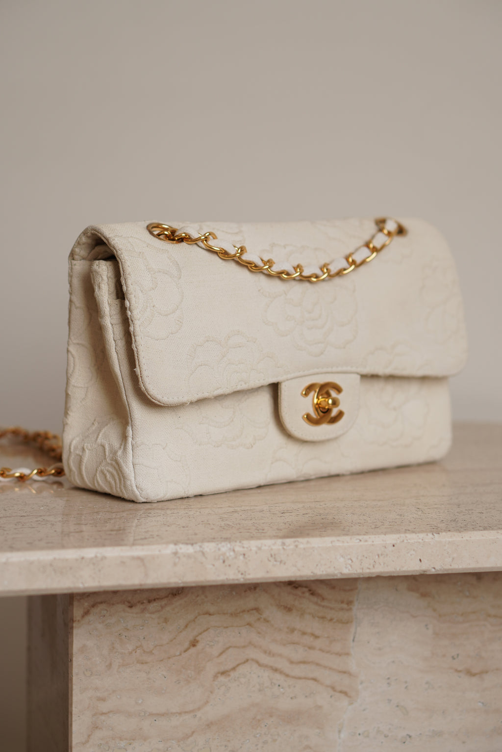 CHANEL CLASSIC CAMELLIA SMALL DOUBLE FLAP