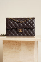 CHANEL CLASSIC 22K SMALL DOUBLE FLAP | DARK BROWN