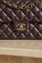 CHANEL CLASSIC 22K SMALL DOUBLE FLAP | DARK BROWN