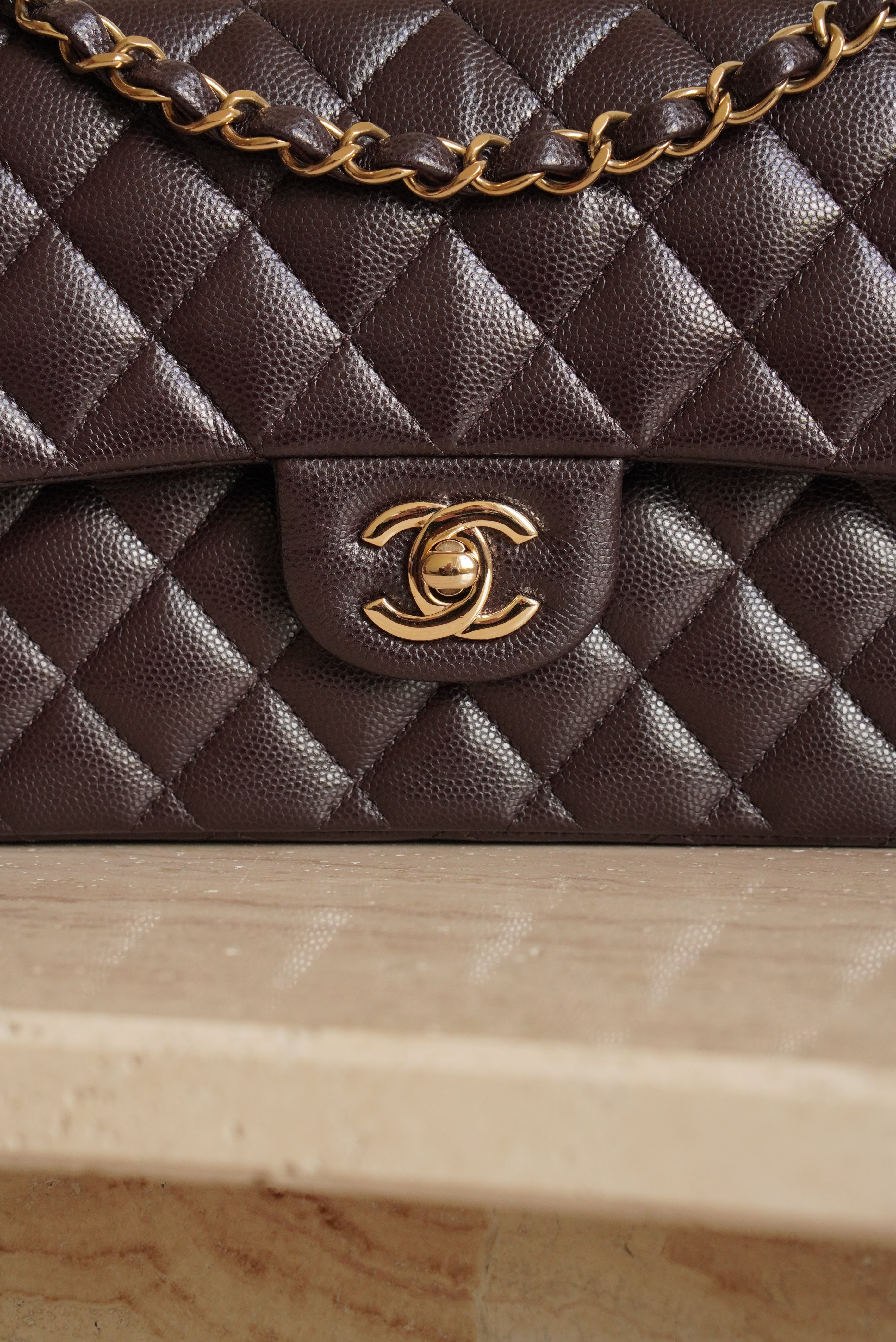 CHANEL CLASSIC 22K SMALL DOUBLE FLAP | DARK BROWN