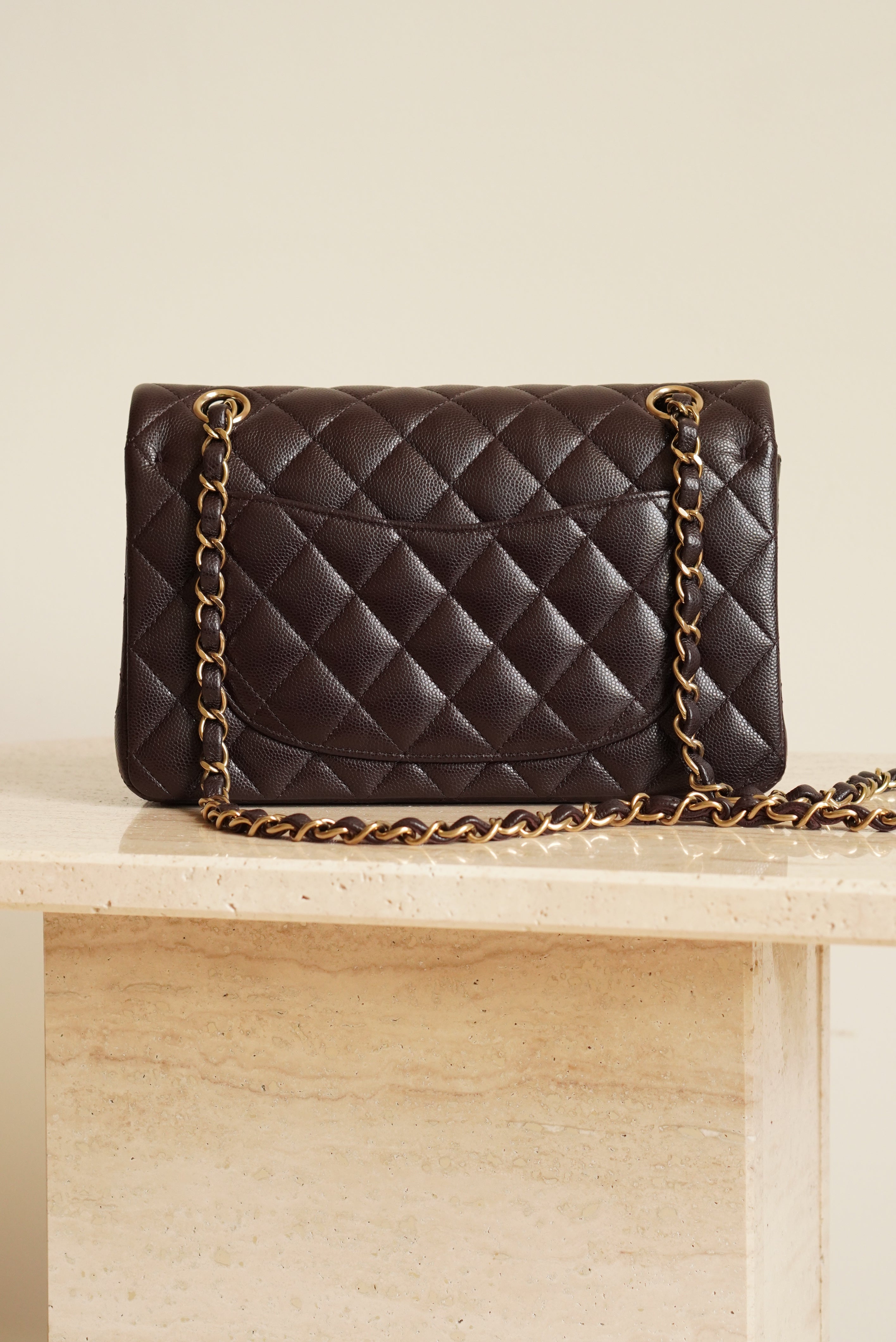 CHANEL CLASSIC 22K SMALL DOUBLE FLAP | DARK BROWN
