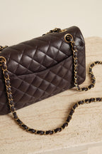 CHANEL CLASSIC 22K SMALL DOUBLE FLAP | DARK BROWN