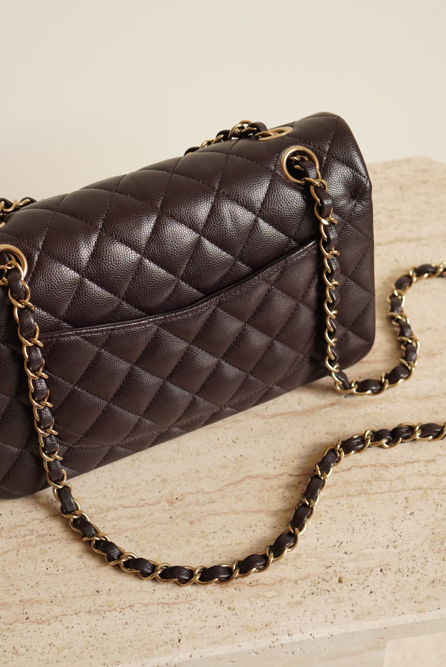 CHANEL CLASSIC 22K SMALL DOUBLE FLAP | DARK BROWN