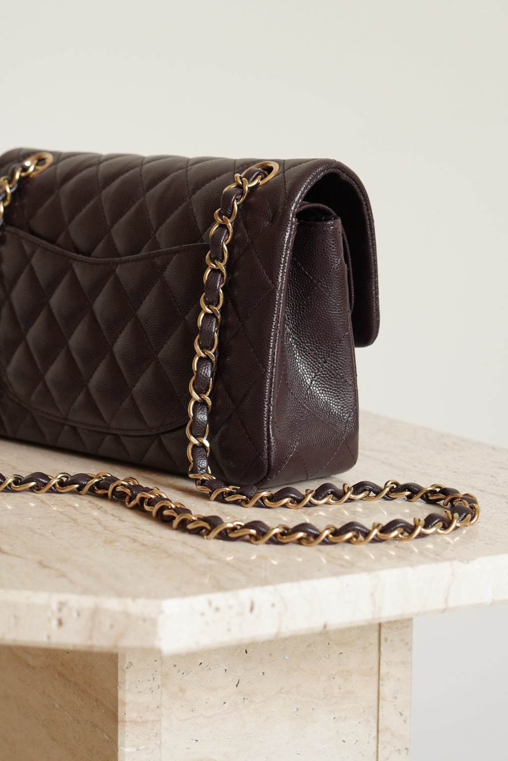 CHANEL CLASSIC 22K SMALL DOUBLE FLAP | DARK BROWN