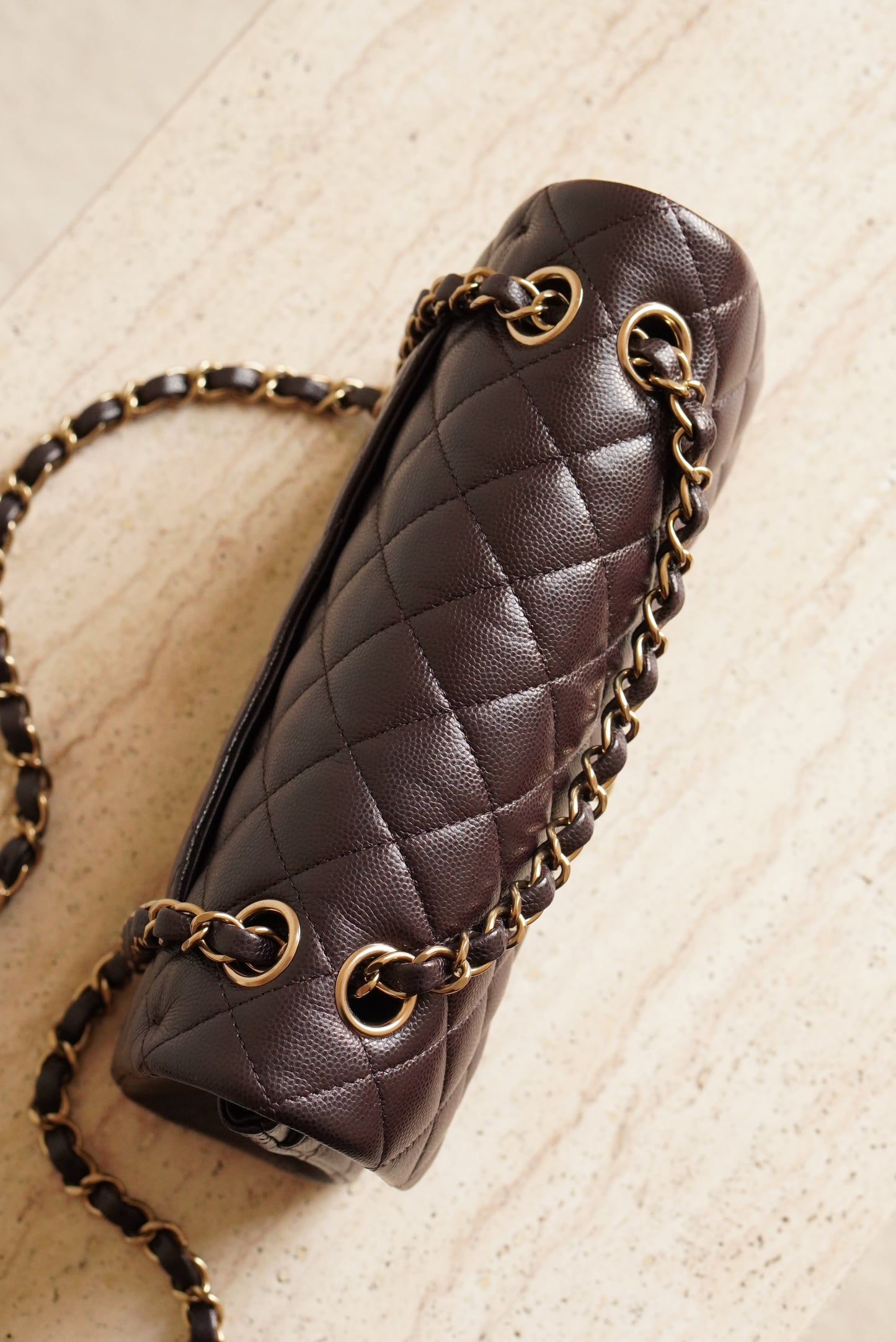 CHANEL CLASSIC 22K SMALL DOUBLE FLAP | DARK BROWN