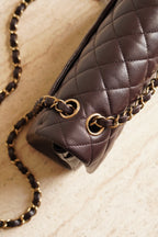 CHANEL CLASSIC 22K SMALL DOUBLE FLAP | DARK BROWN