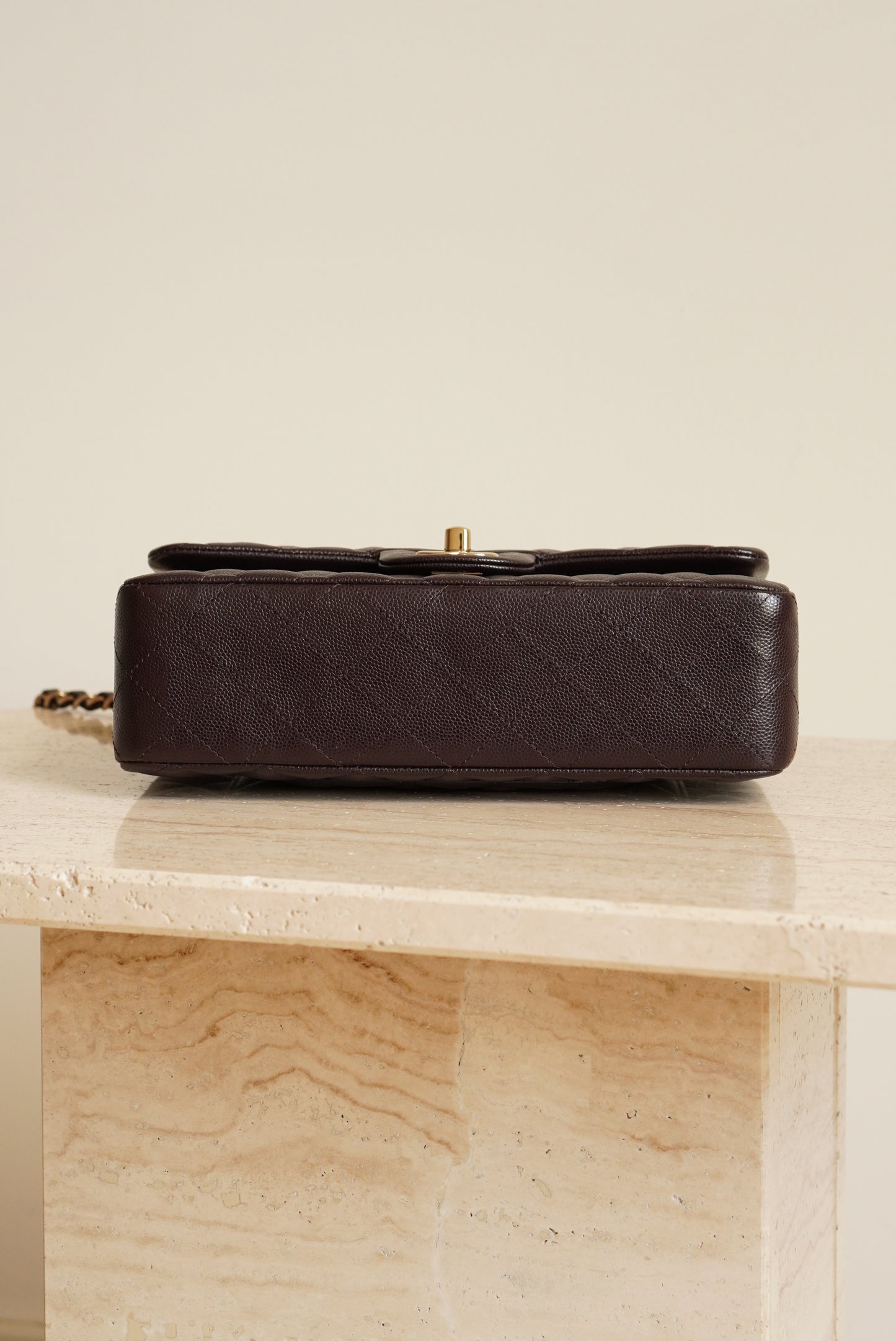 CHANEL CLASSIC 22K SMALL DOUBLE FLAP | DARK BROWN