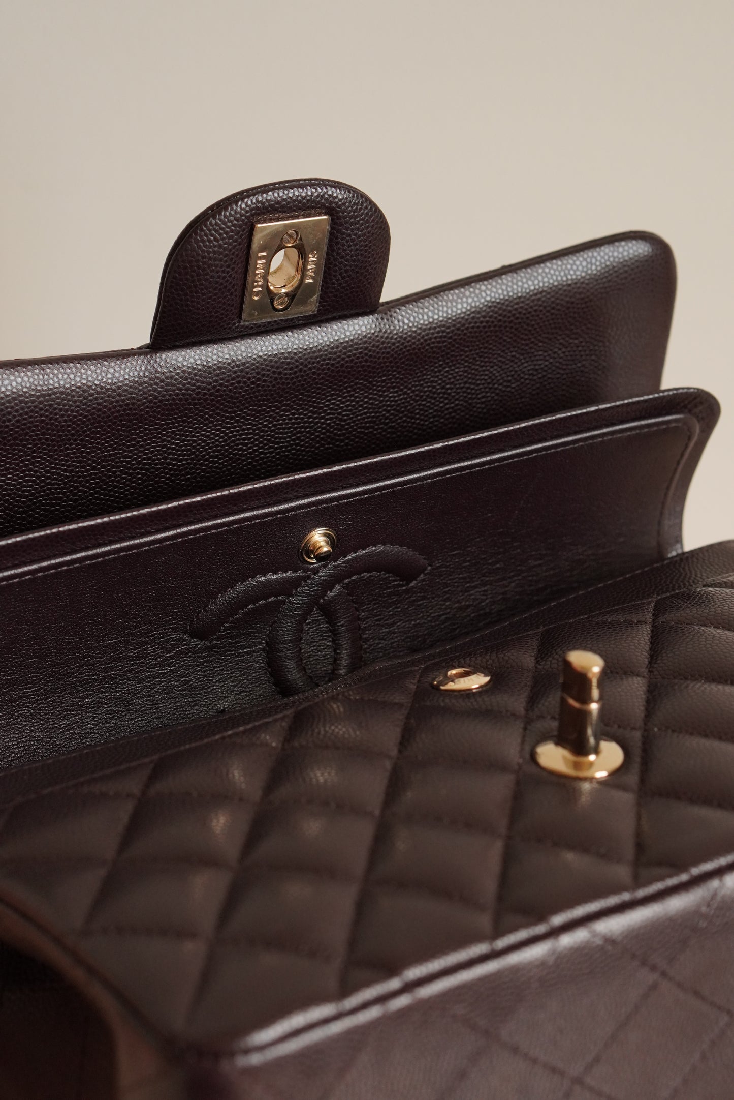 CHANEL CLASSIC 22K SMALL DOUBLE FLAP | DARK BROWN