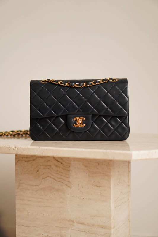 CHANEL CLASSIC SMALL DOUBLE FLAP | NAVY BLUE