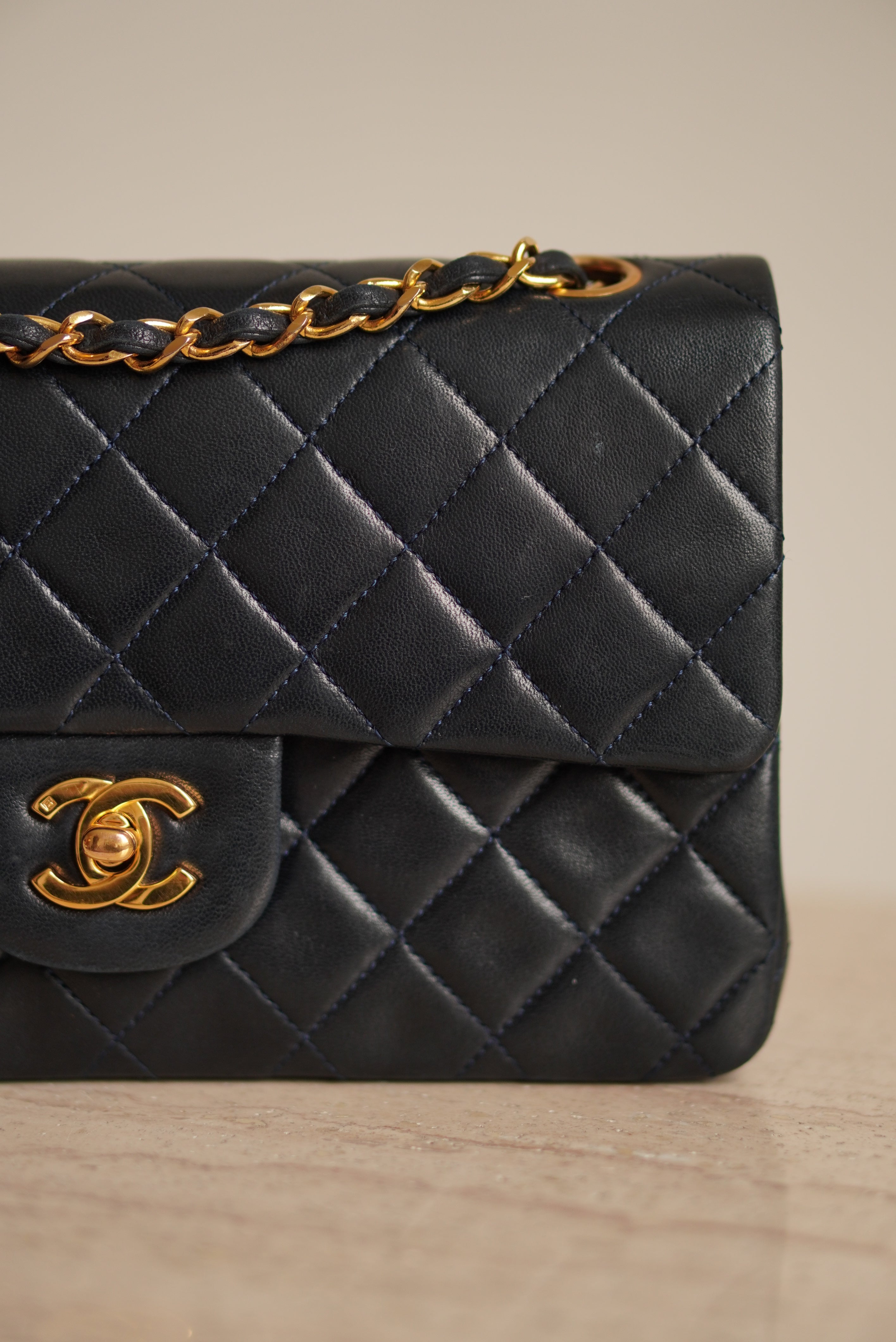 CHANEL CLASSIC SMALL DOUBLE FLAP | NAVY BLUE
