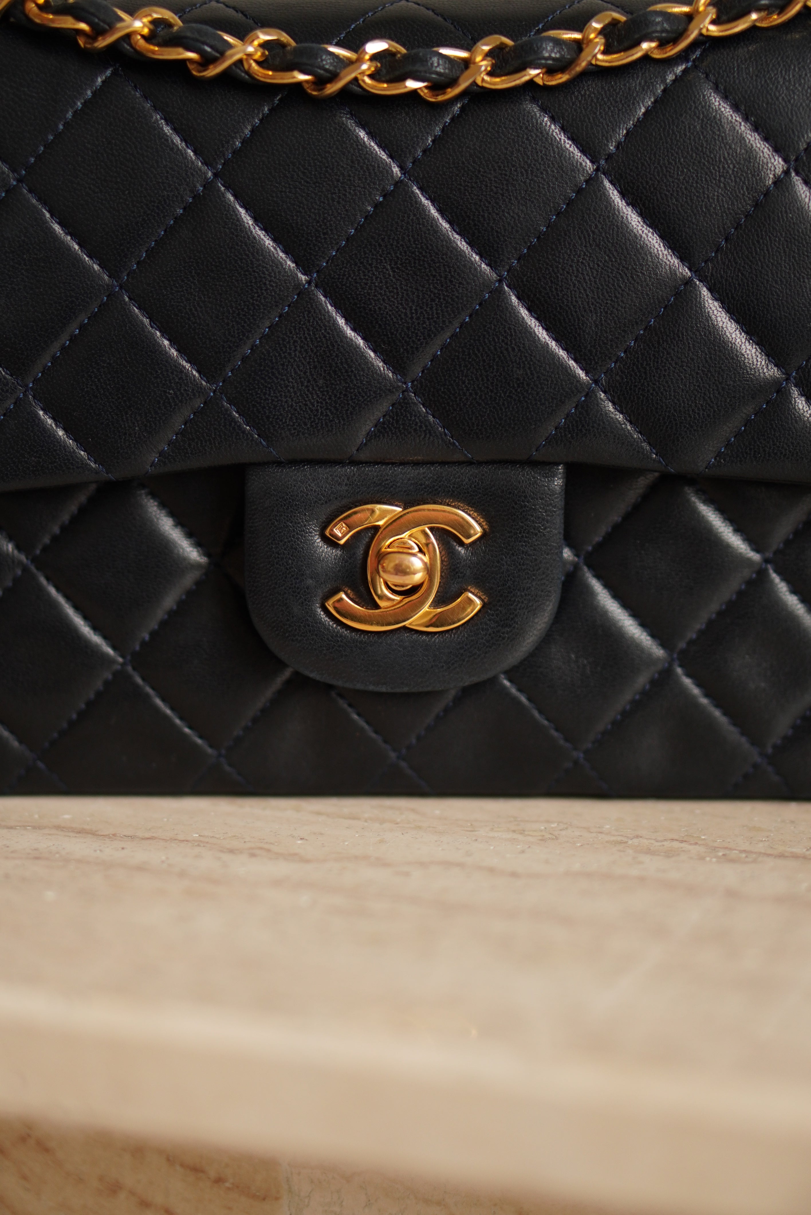 CHANEL CLASSIC SMALL DOUBLE FLAP | NAVY BLUE