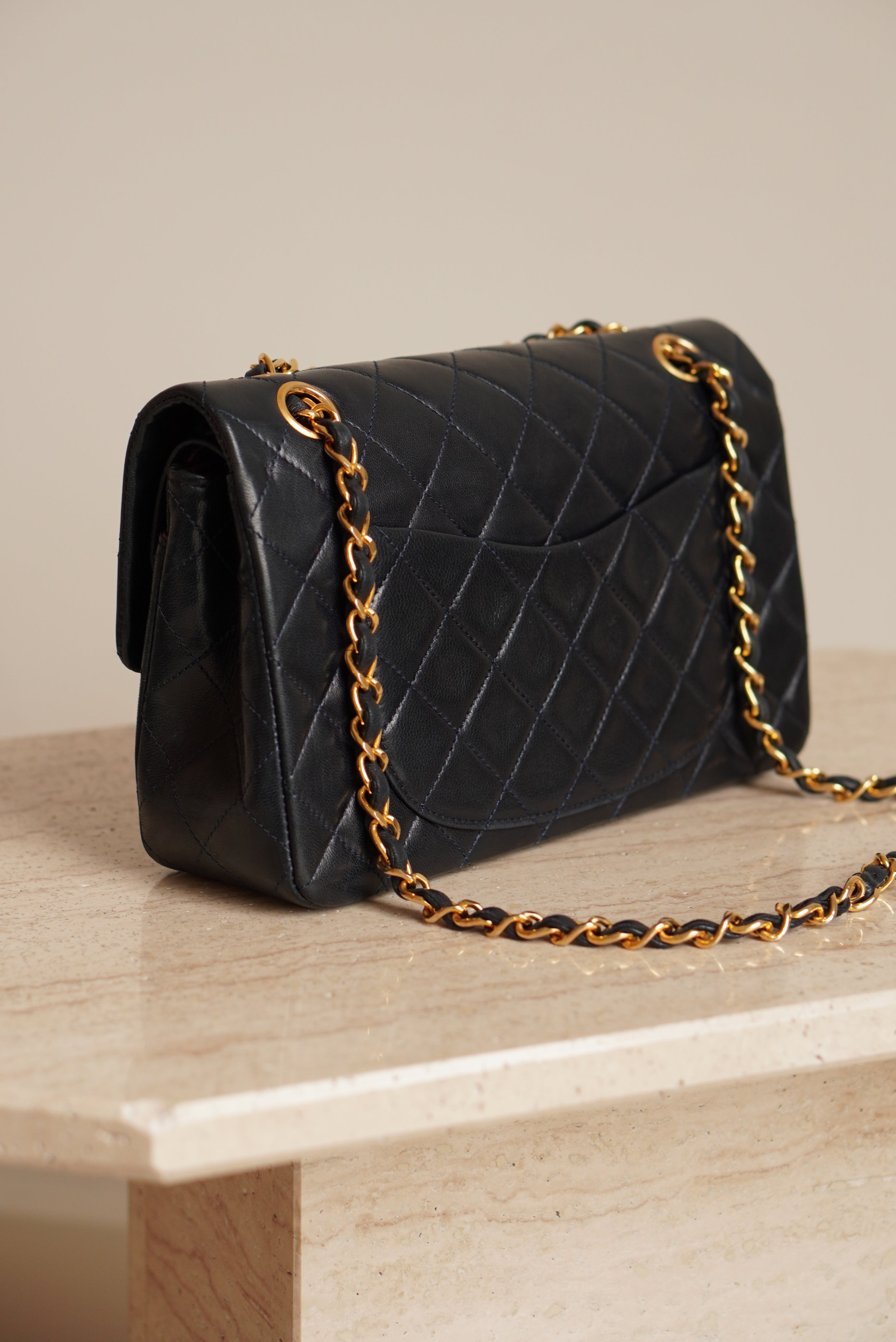 CHANEL CLASSIC SMALL DOUBLE FLAP | NAVY BLUE