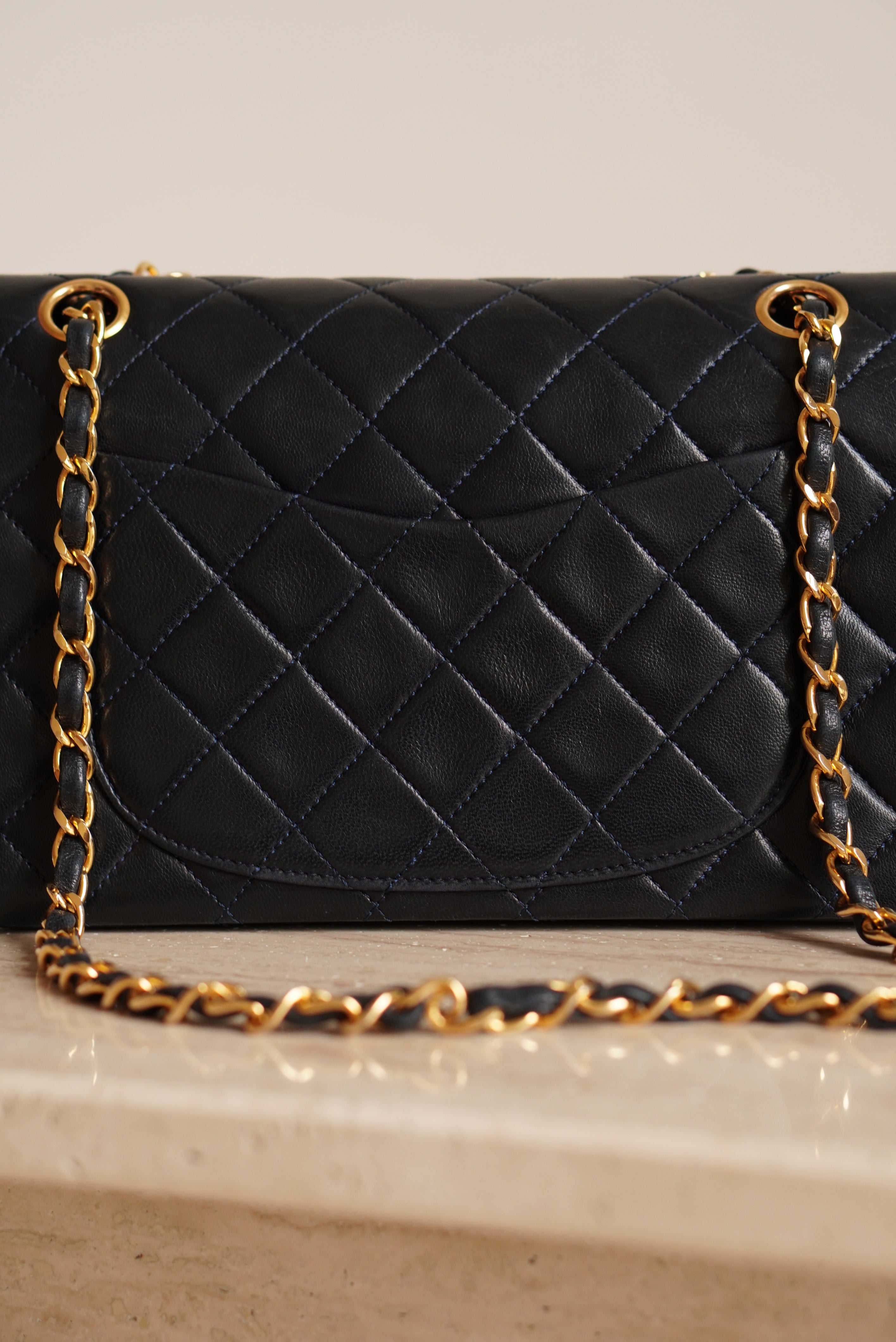 CHANEL CLASSIC SMALL DOUBLE FLAP | NAVY BLUE