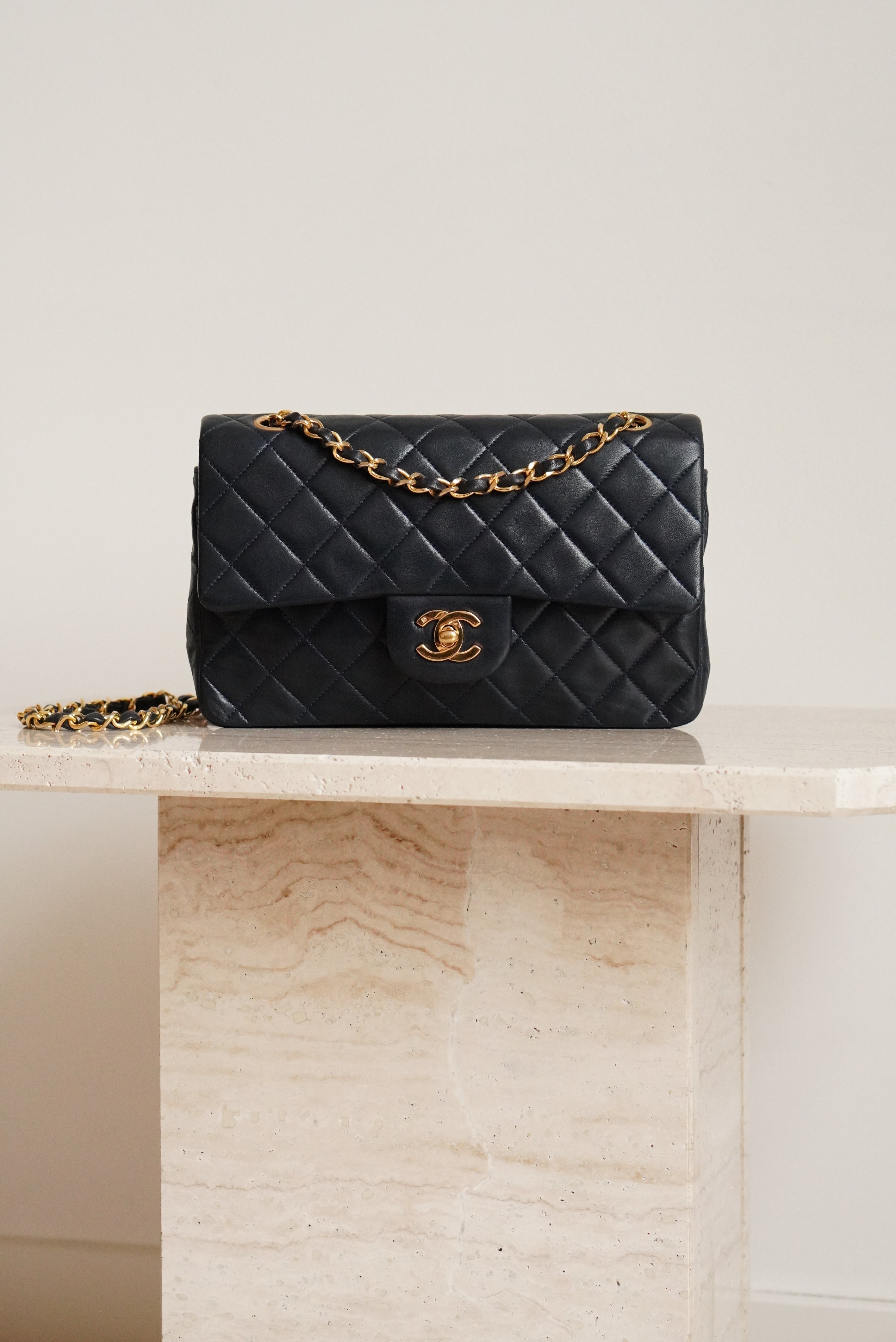 CHANEL CLASSIC SMALL DOUBLE FLAP | NAVY BLUE