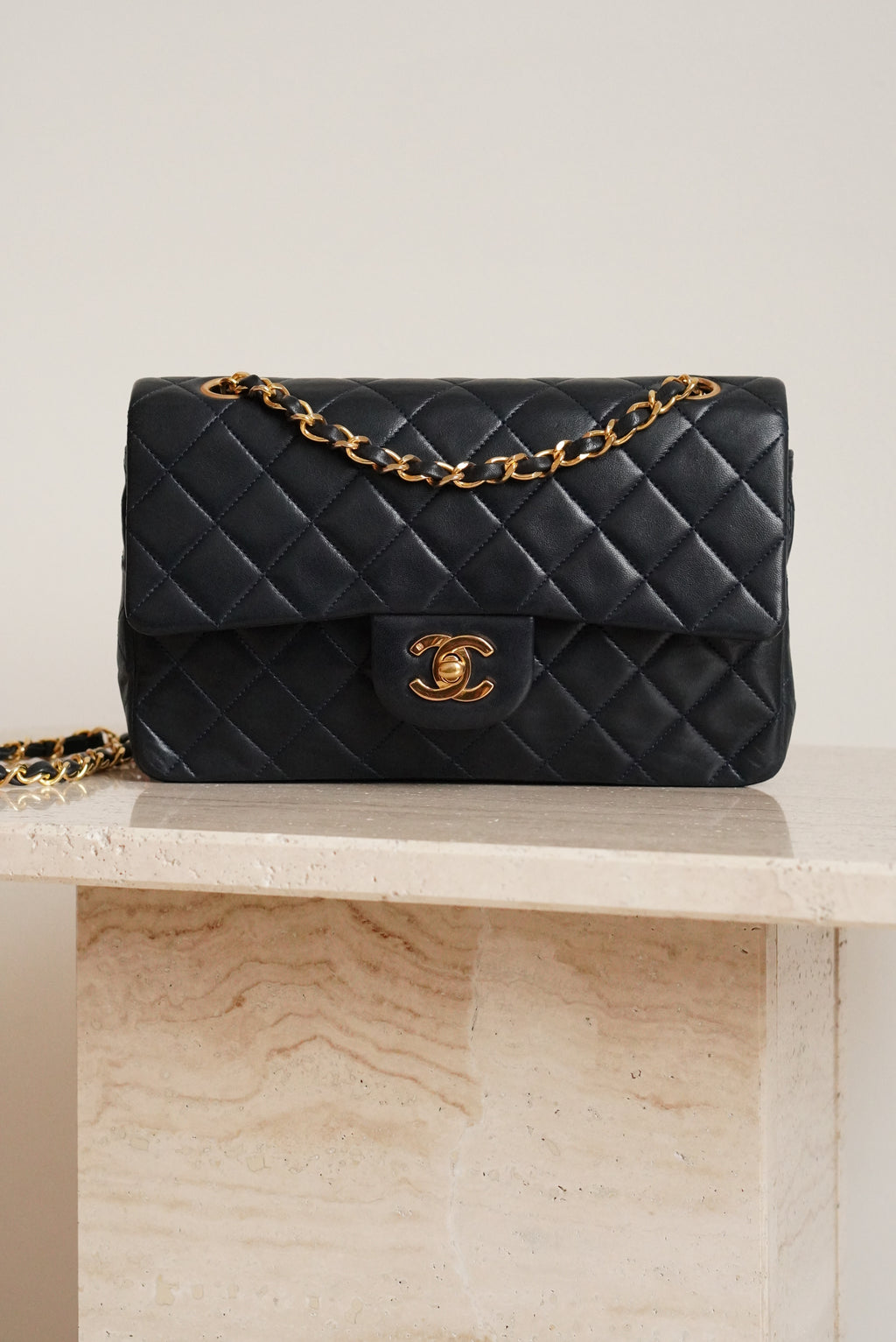 CHANEL CLASSIC SMALL DOUBLE FLAP | NAVY BLUE
