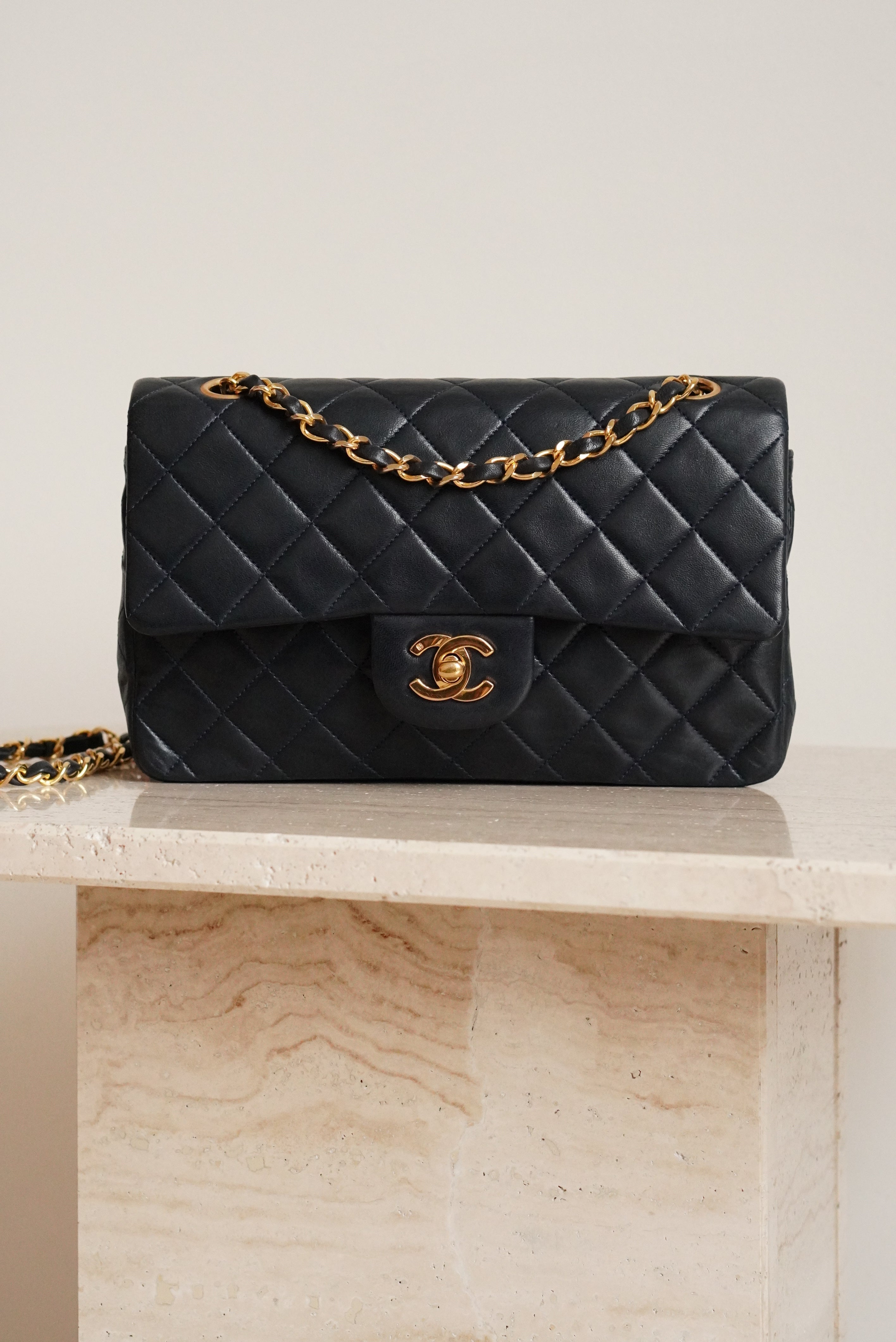 CHANEL CLASSIC SMALL DOUBLE FLAP | NAVY BLUE