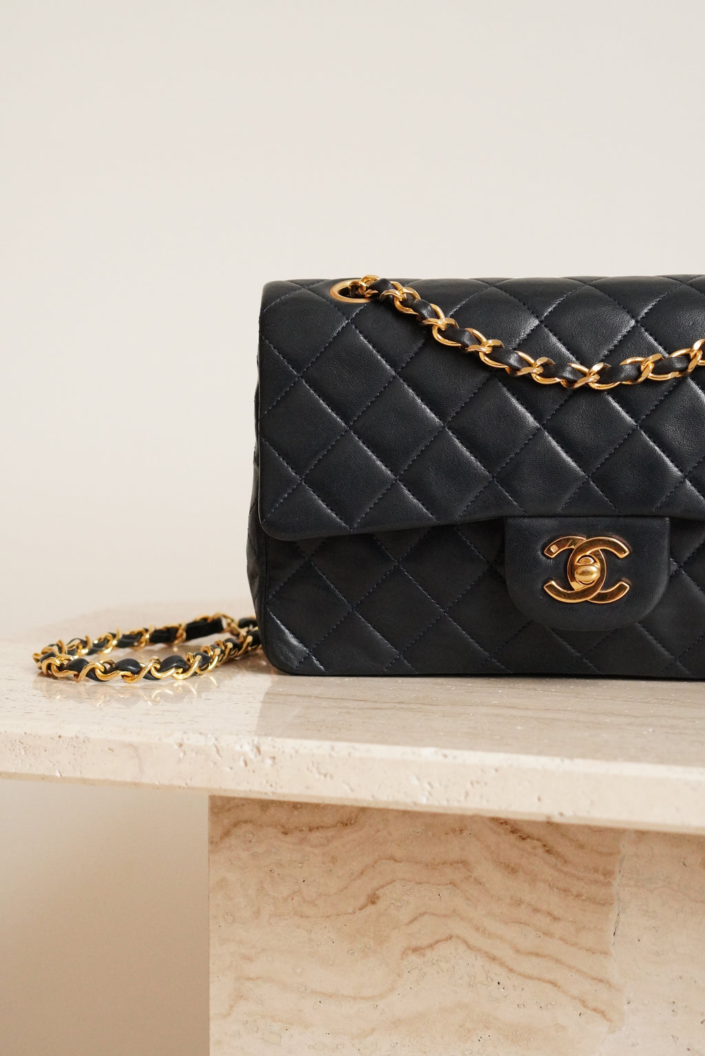 CHANEL CLASSIC SMALL DOUBLE FLAP | NAVY BLUE