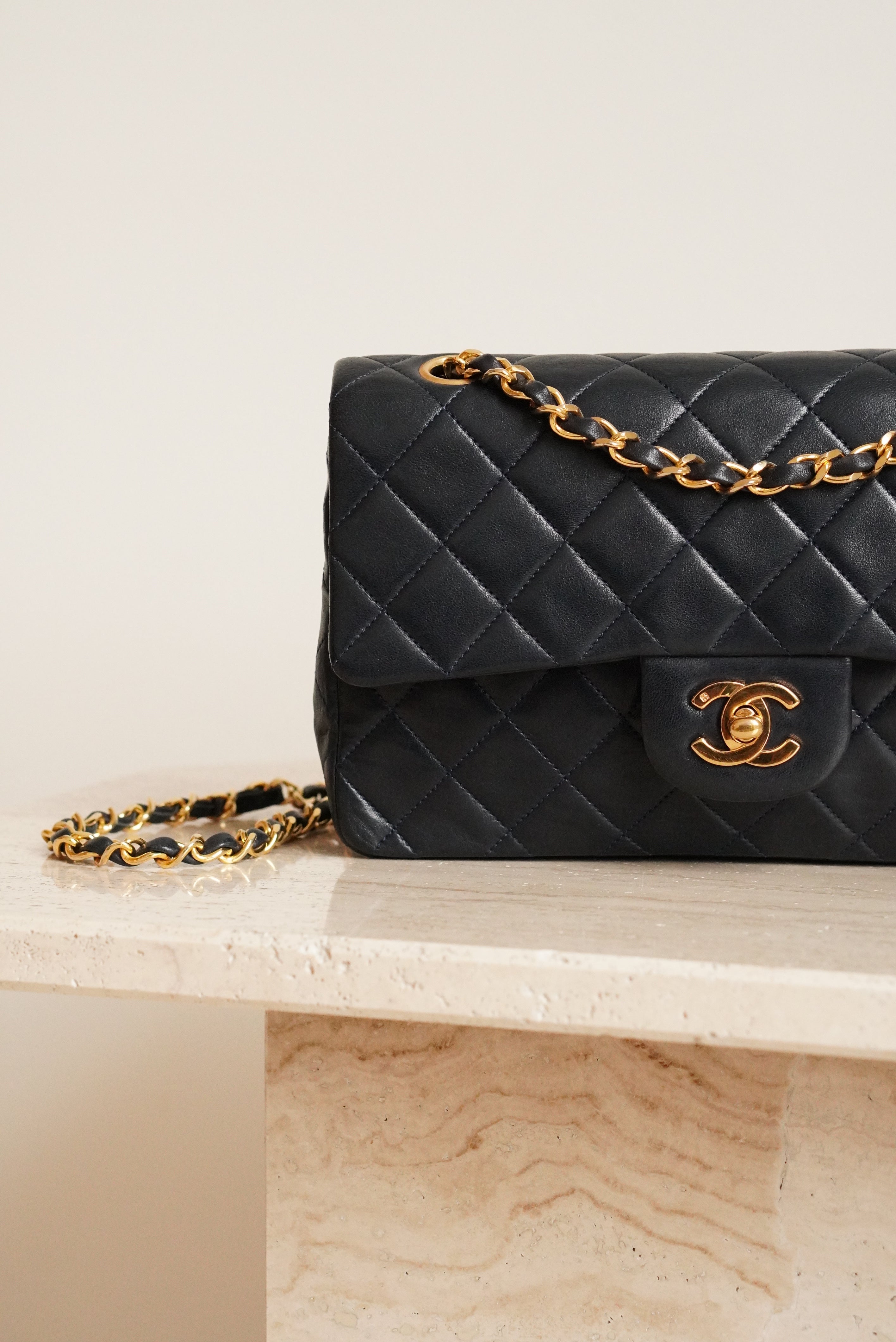 CHANEL CLASSIC SMALL DOUBLE FLAP | NAVY BLUE