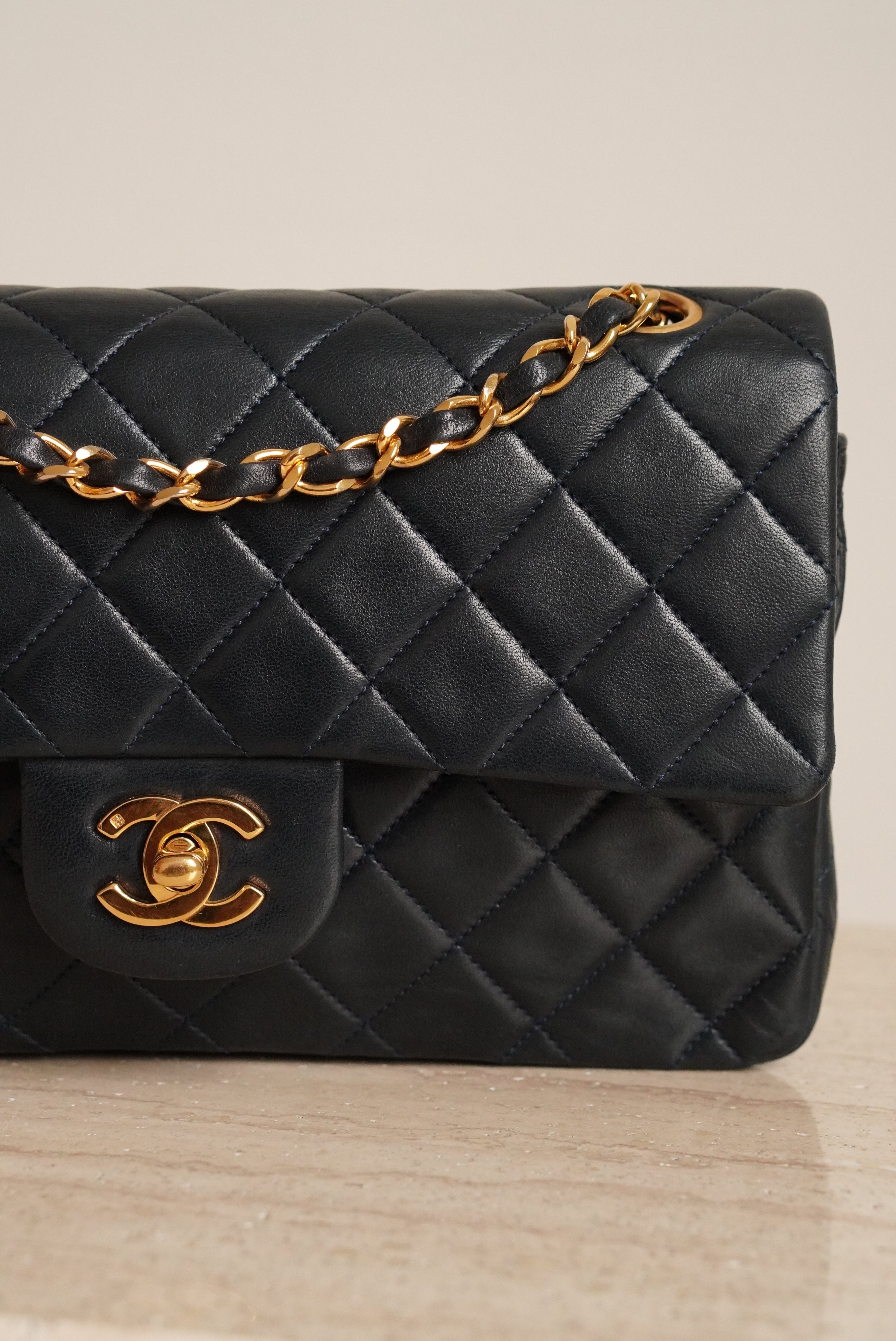 CHANEL CLASSIC SMALL DOUBLE FLAP | NAVY BLUE