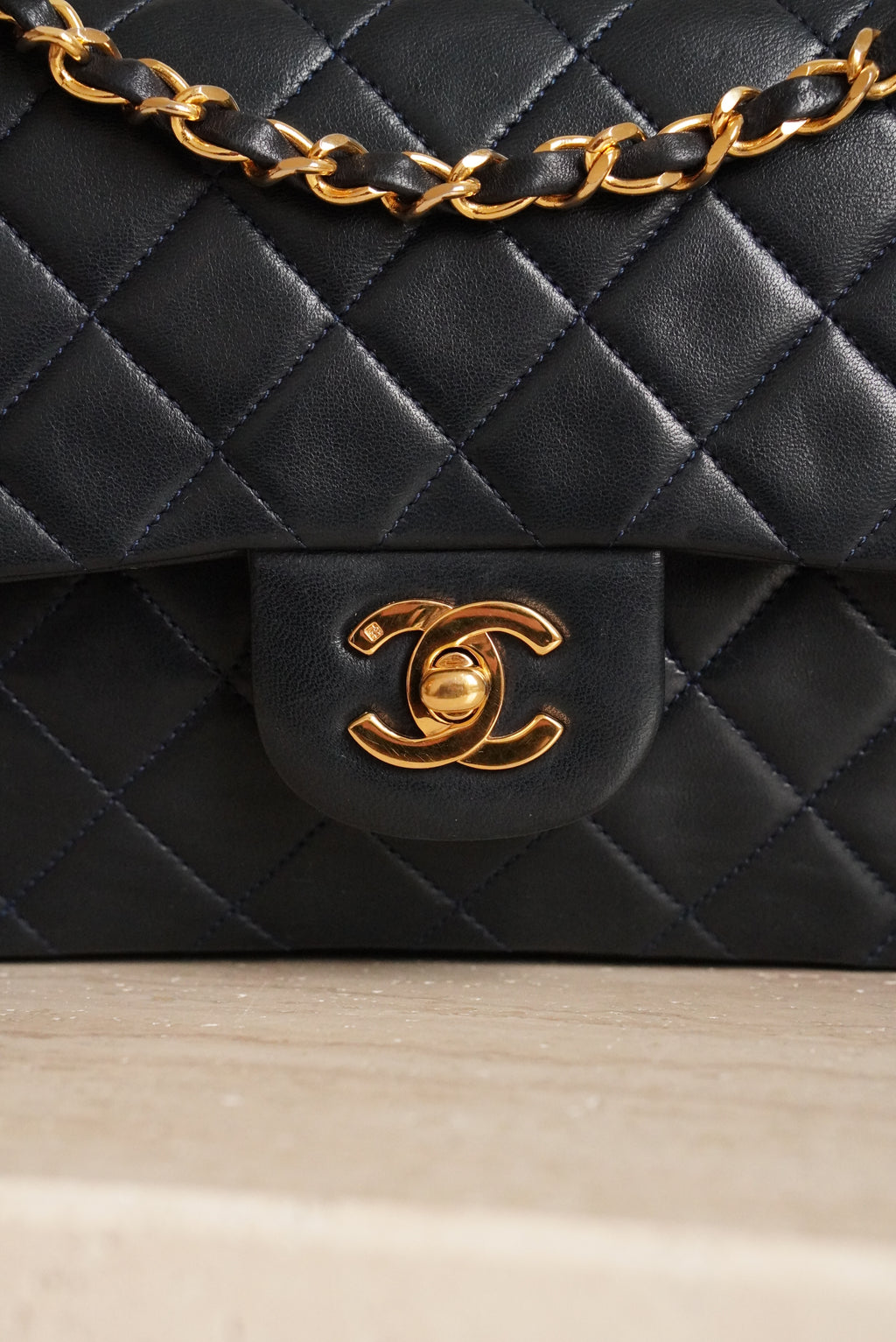 CHANEL CLASSIC SMALL DOUBLE FLAP | NAVY BLUE