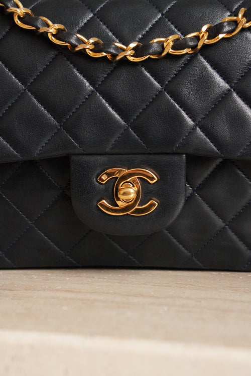 CHANEL CLASSIC SMALL DOUBLE FLAP | NAVY BLUE