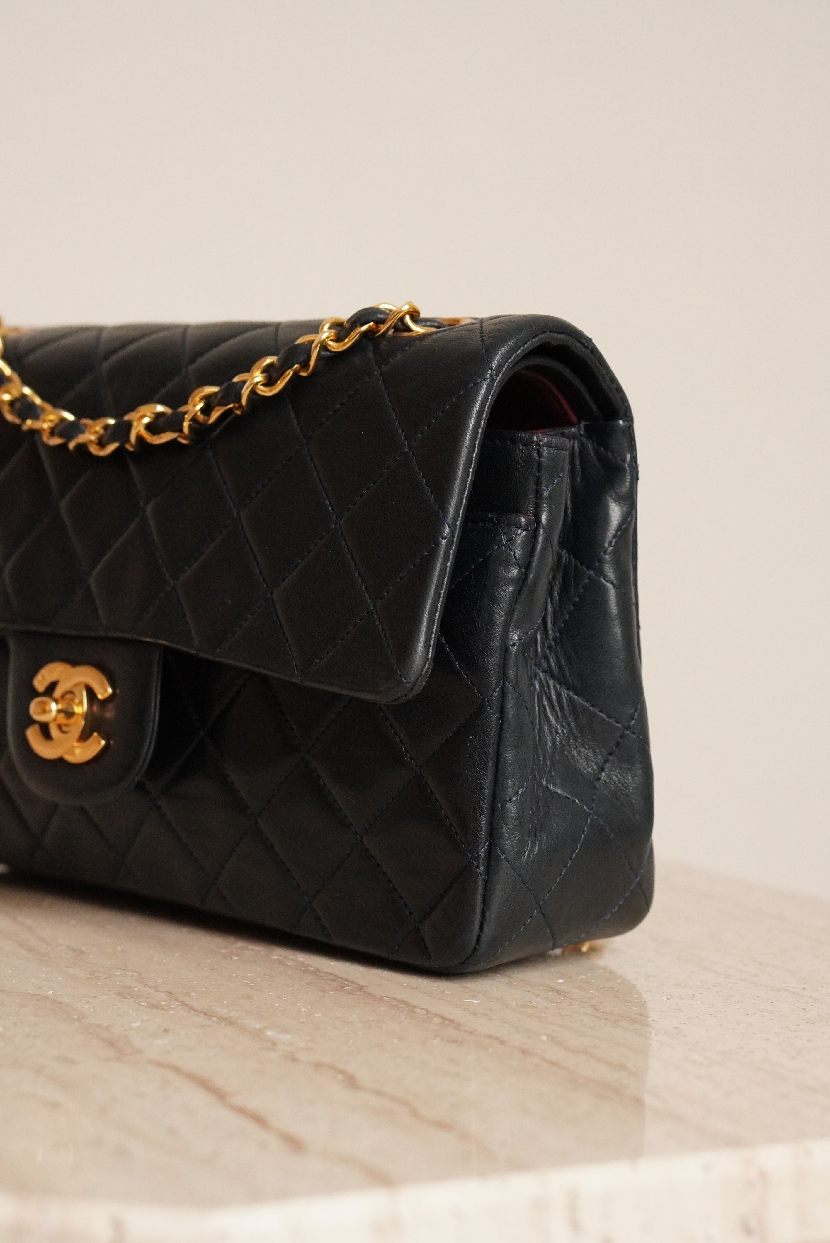 CHANEL CLASSIC SMALL DOUBLE FLAP | NAVY BLUE