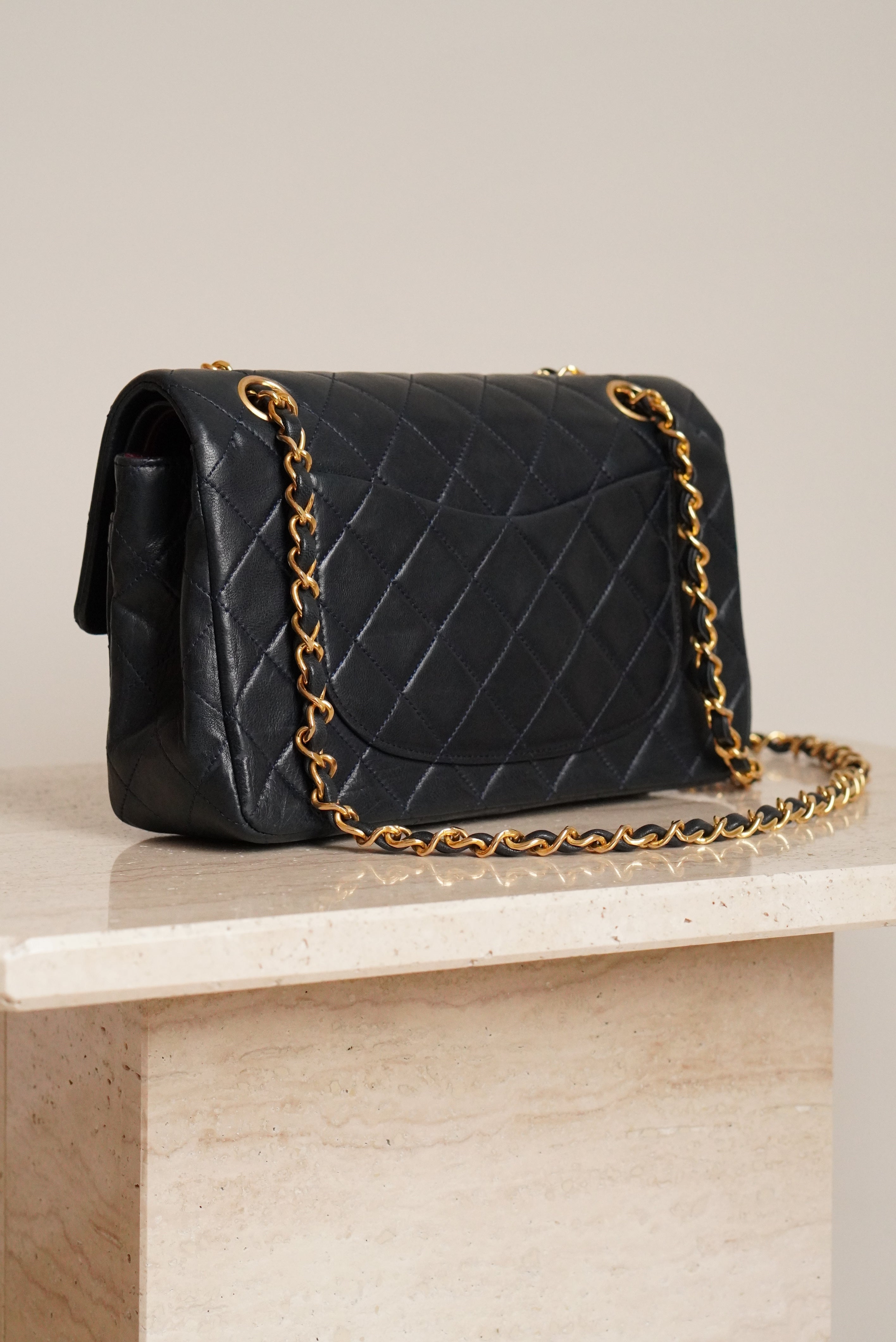 CHANEL CLASSIC SMALL DOUBLE FLAP | NAVY BLUE
