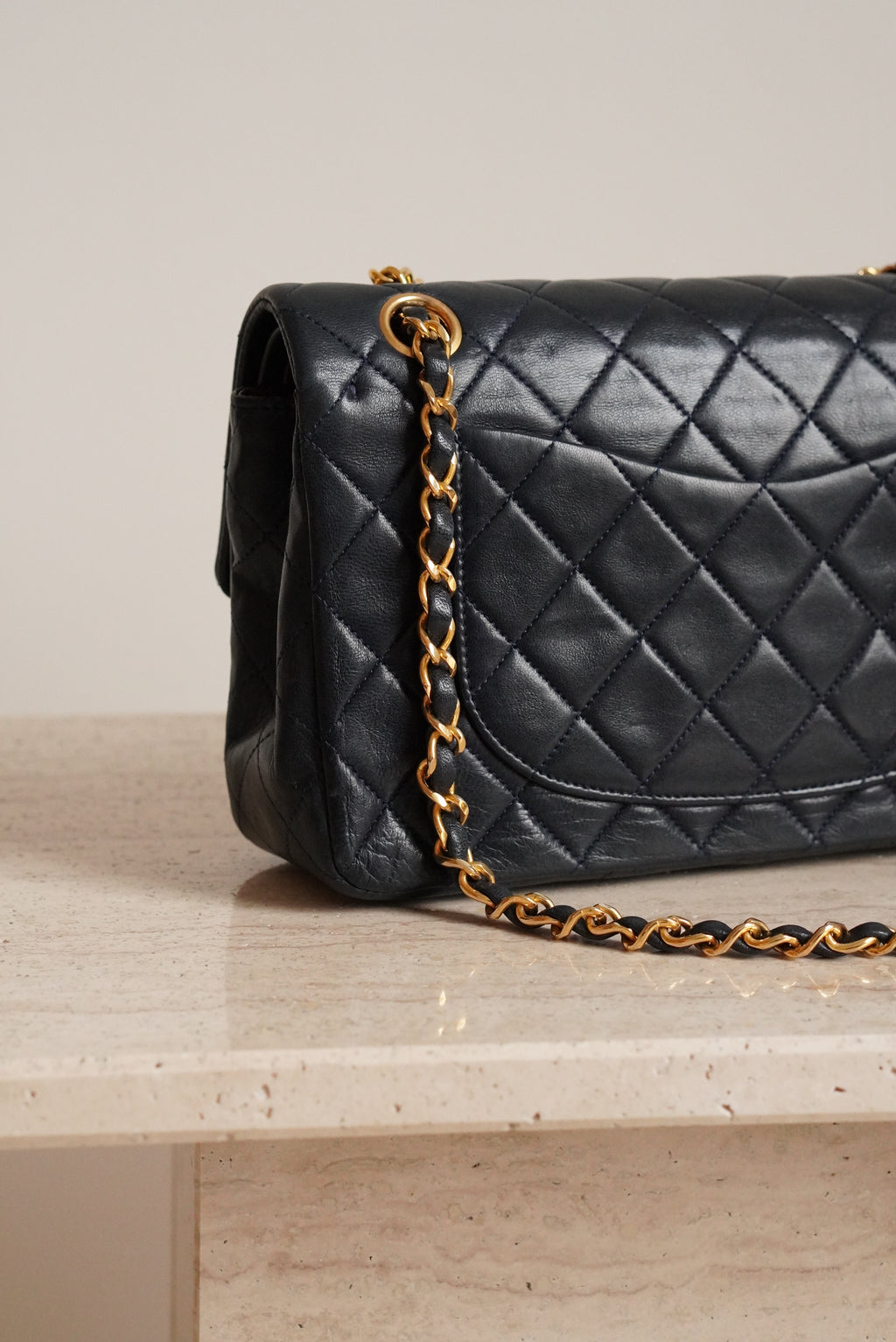 CHANEL CLASSIC SMALL DOUBLE FLAP | NAVY BLUE