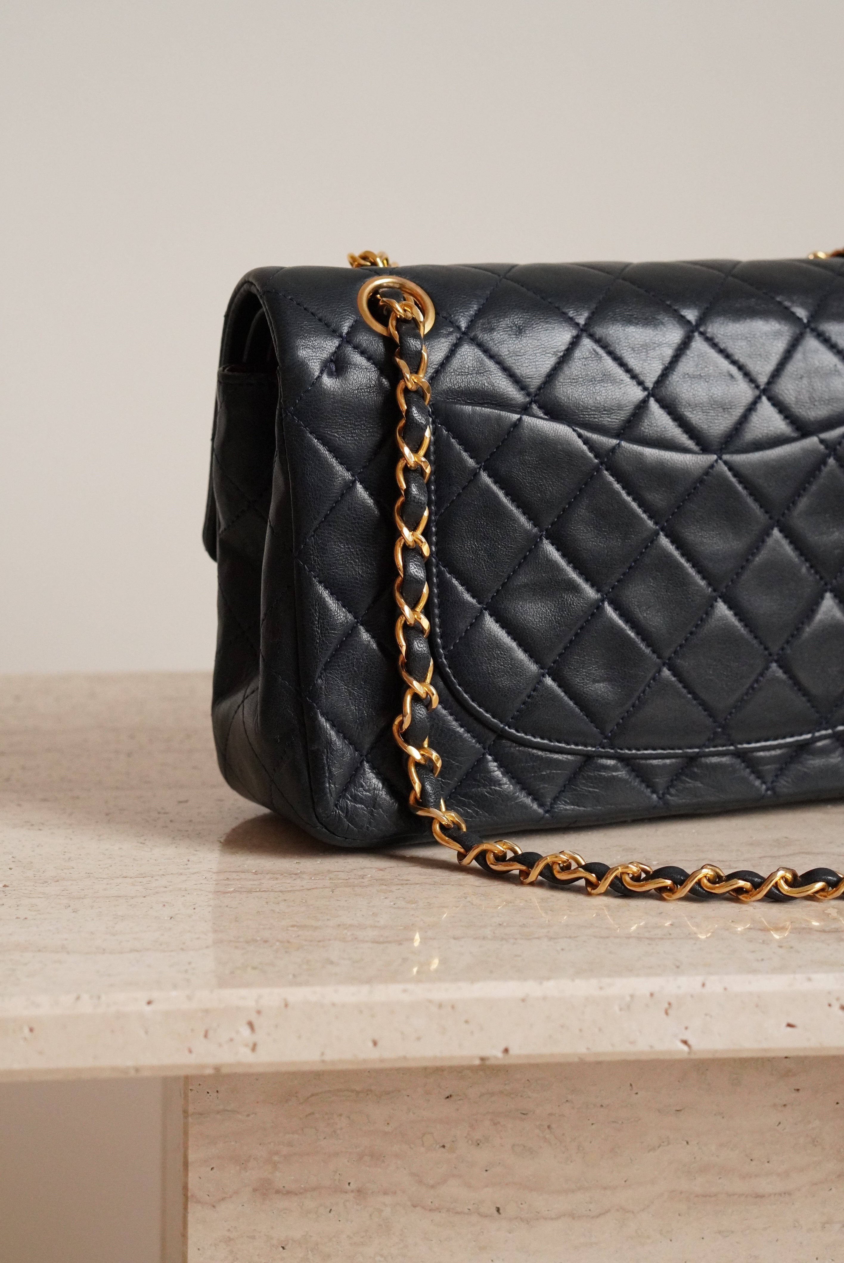 CHANEL CLASSIC SMALL DOUBLE FLAP | NAVY BLUE