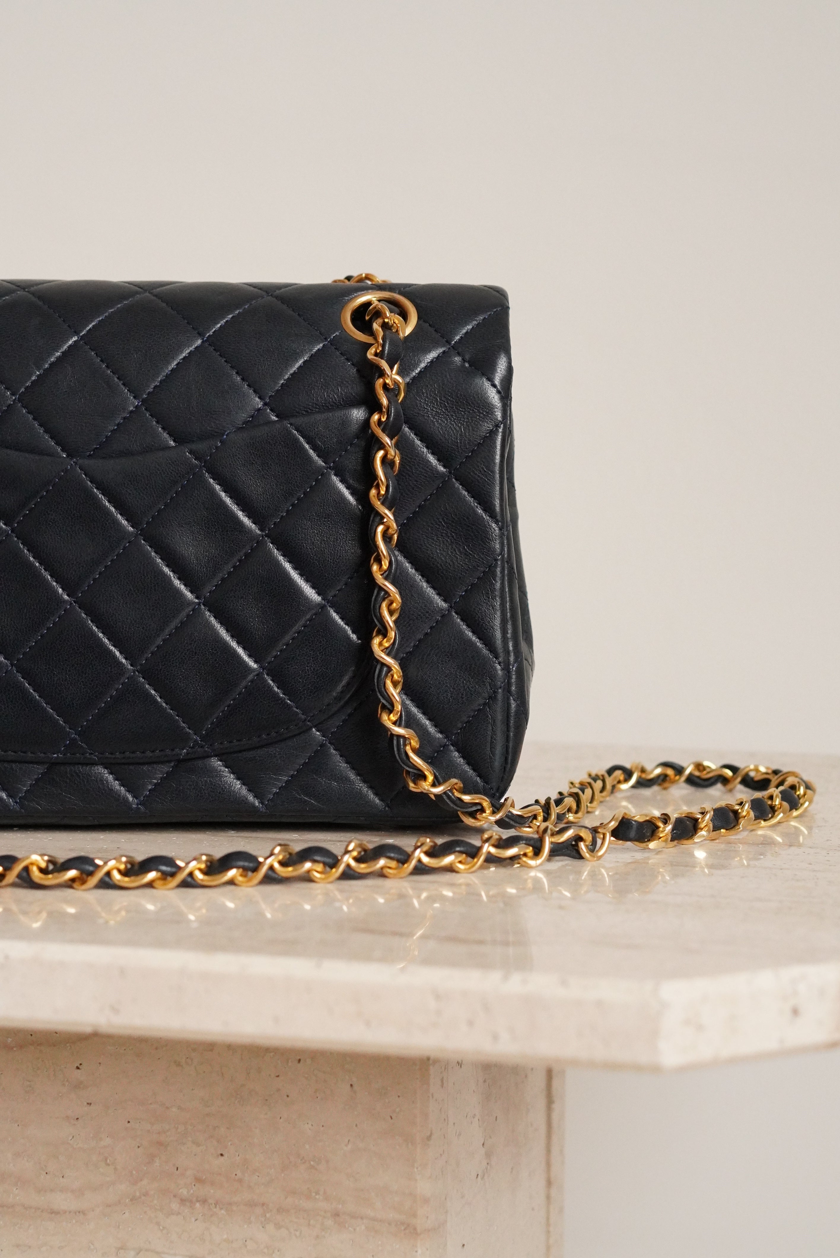 CHANEL CLASSIC SMALL DOUBLE FLAP | NAVY BLUE