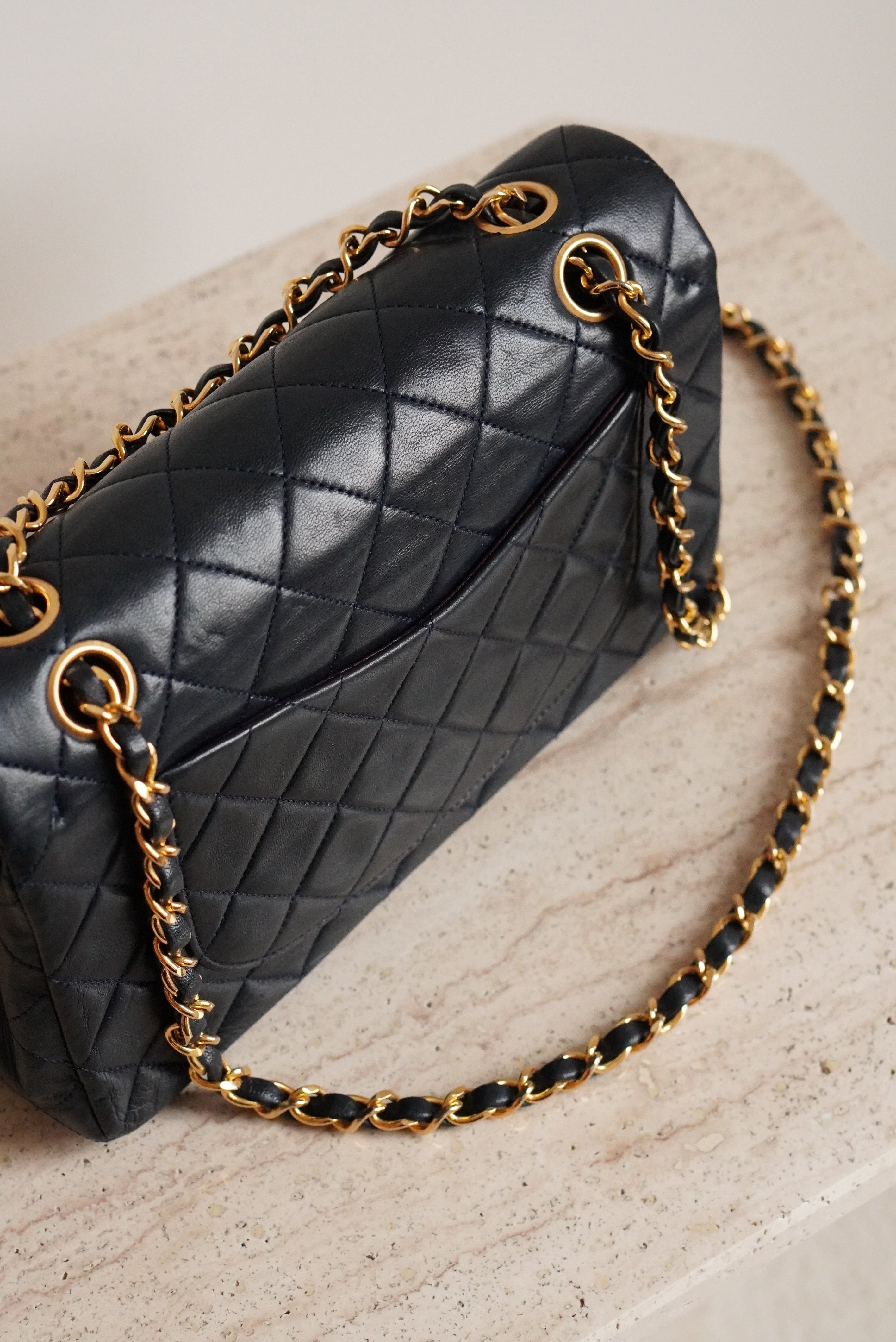 CHANEL CLASSIC SMALL DOUBLE FLAP | NAVY BLUE