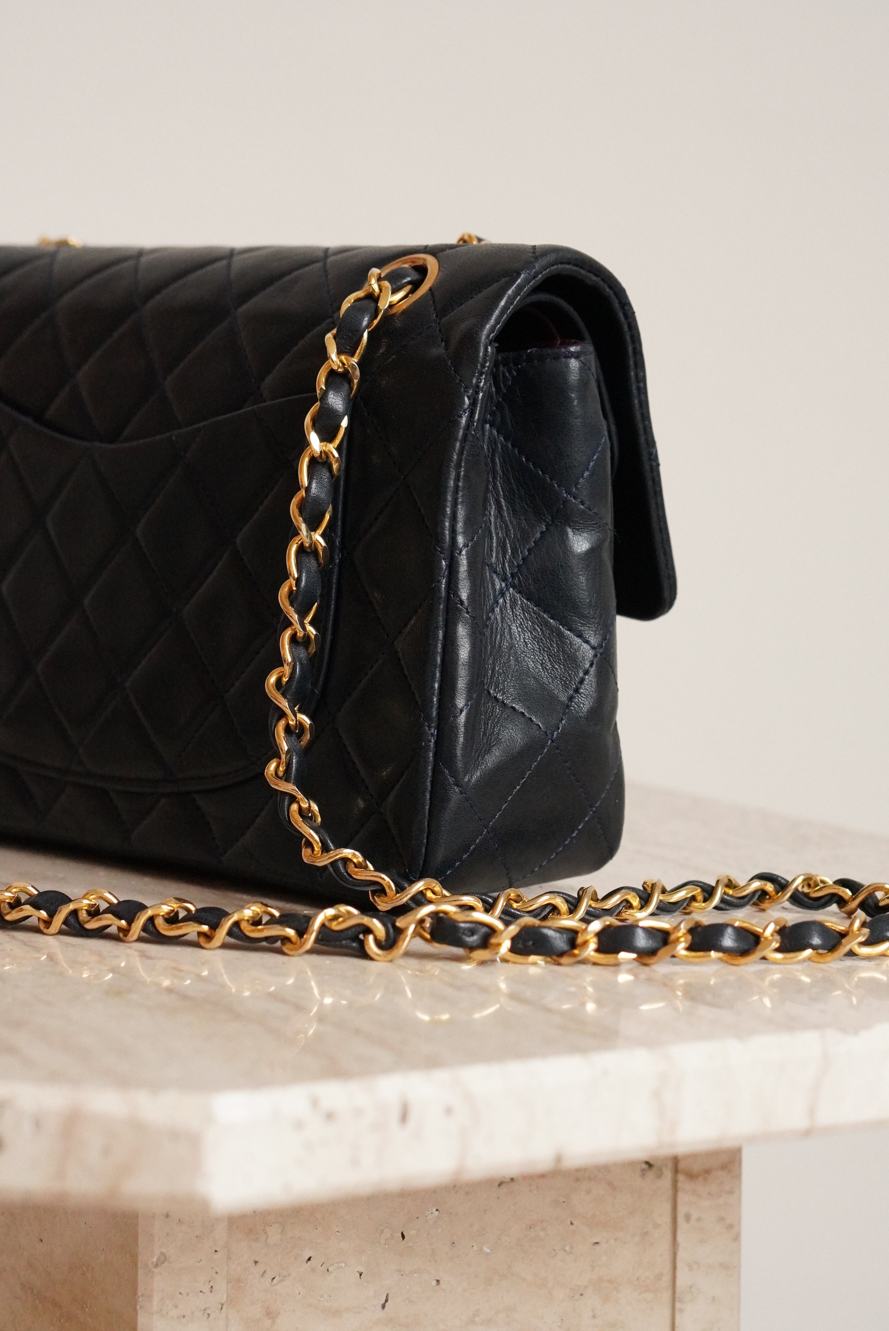 CHANEL CLASSIC SMALL DOUBLE FLAP | NAVY BLUE