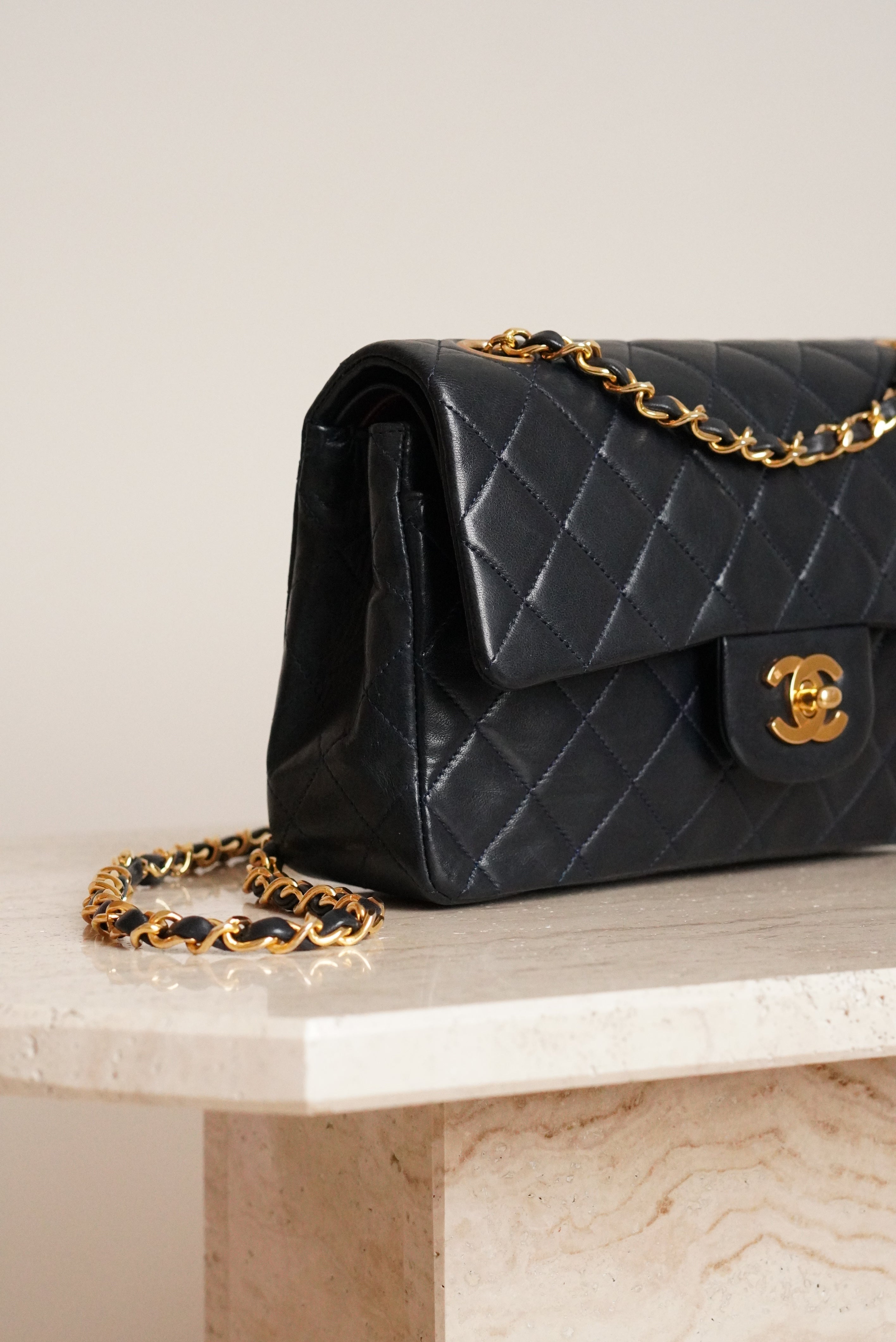 CHANEL CLASSIC SMALL DOUBLE FLAP | NAVY BLUE
