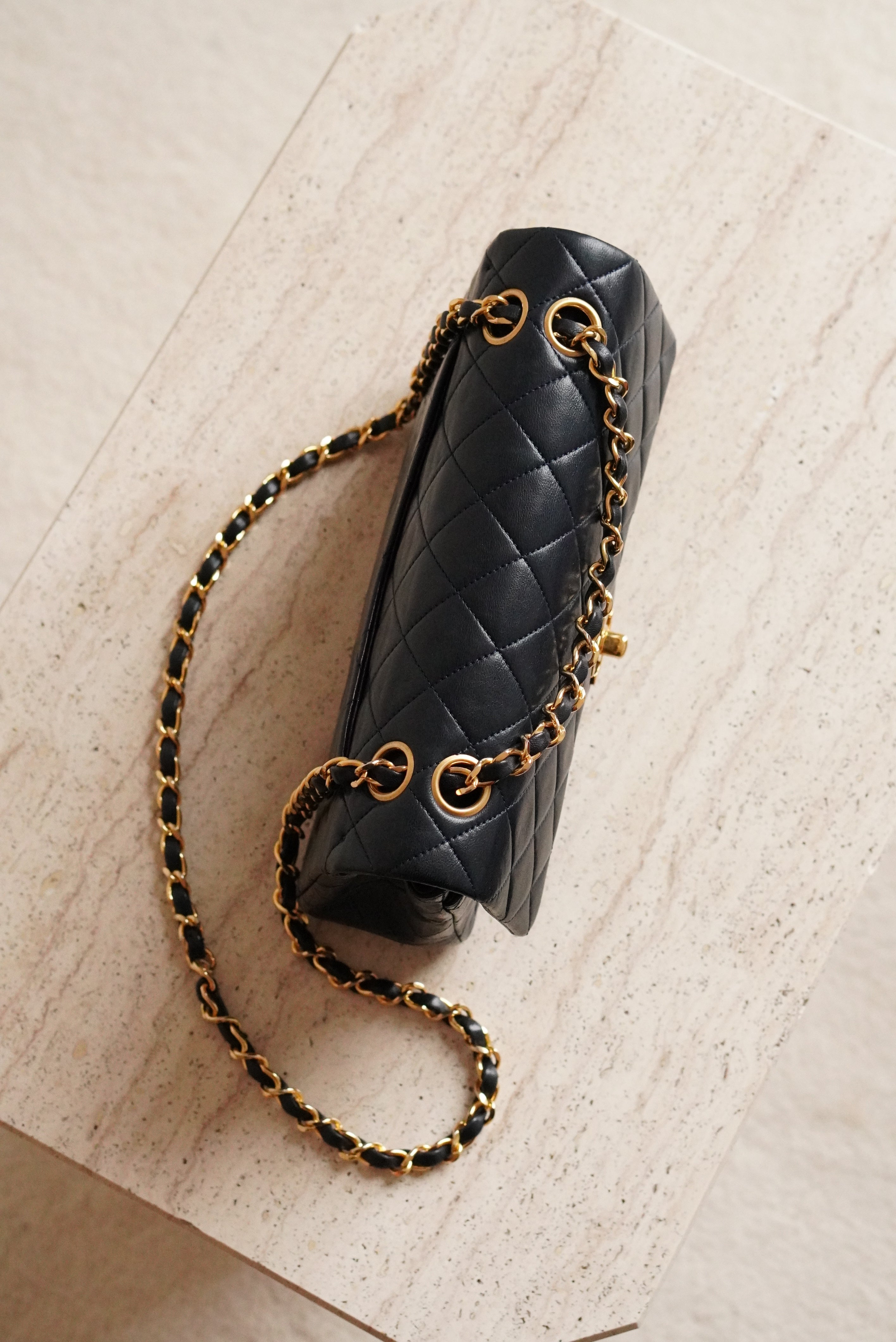 CHANEL CLASSIC SMALL DOUBLE FLAP | NAVY BLUE