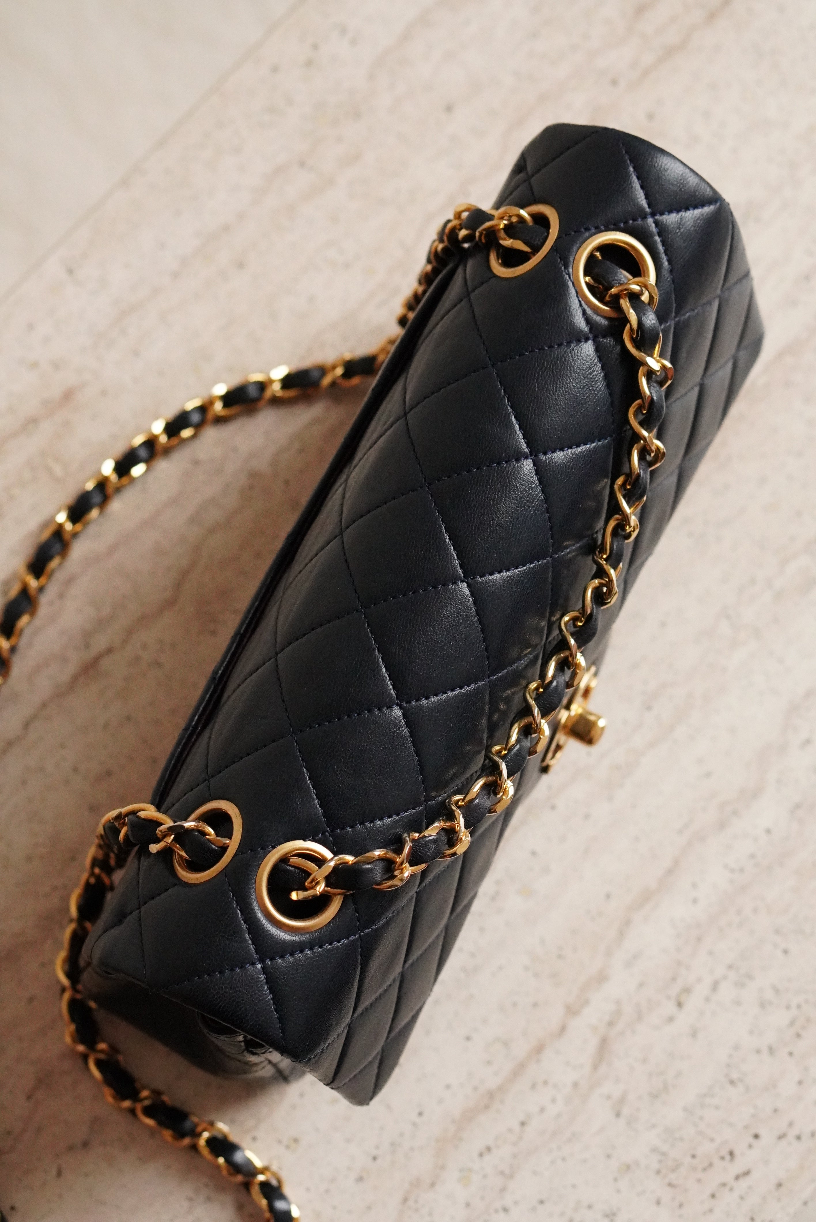 CHANEL CLASSIC SMALL DOUBLE FLAP | NAVY BLUE