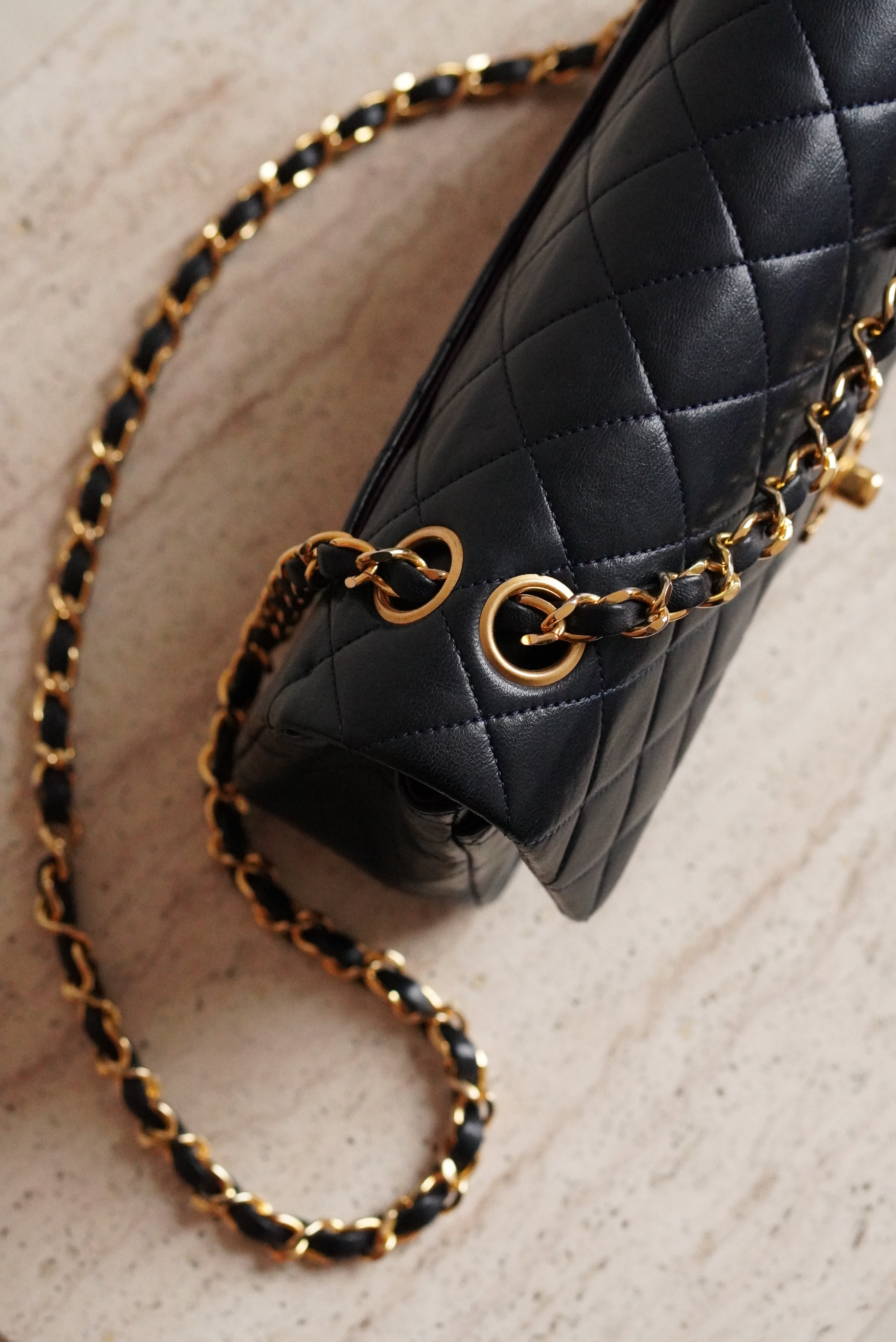 CHANEL CLASSIC SMALL DOUBLE FLAP | NAVY BLUE