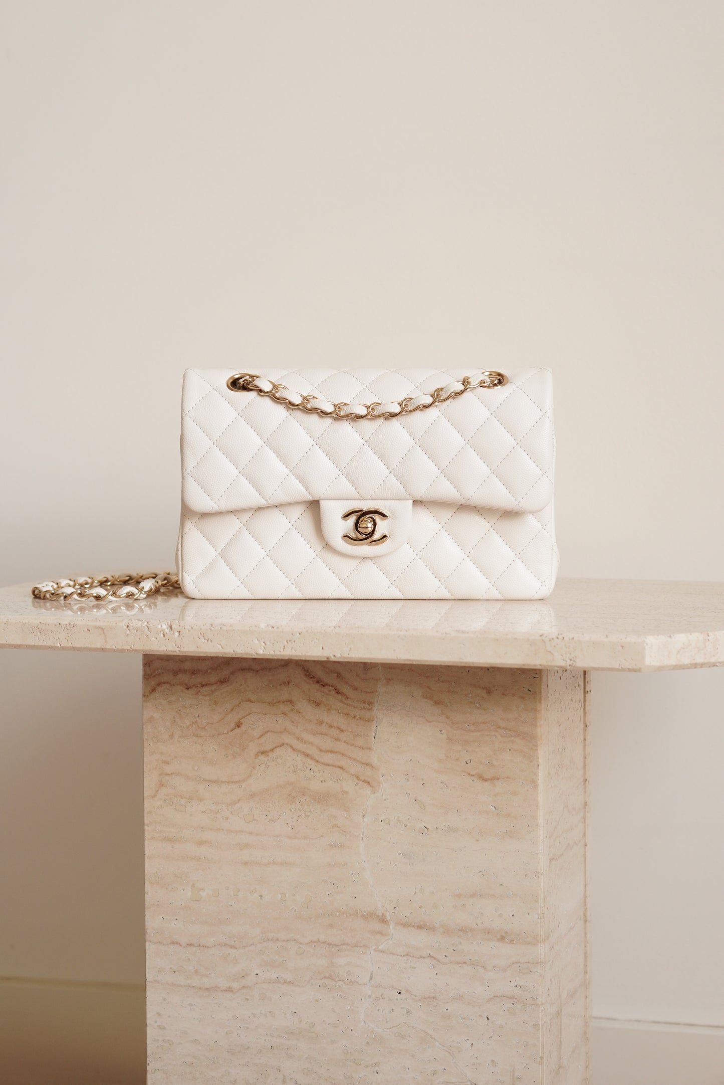 CHANEL CLASSIC SMALL DOUBLE FLAP | WHITE